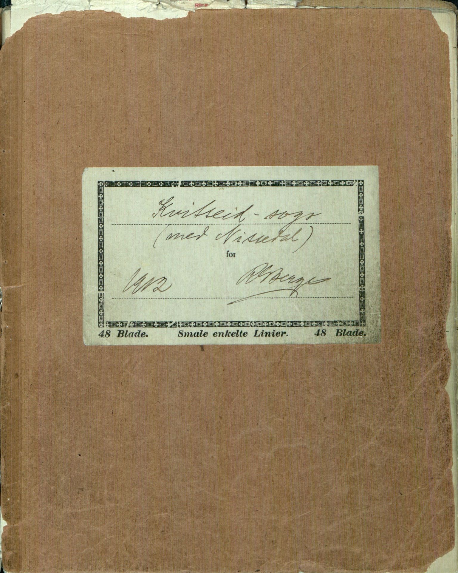 Rikard Berge, TEMU/TGM-A-1003/H/L0004: 4: Katalog yvi Kvitseid soga (med Tørdal og Nissedal), 1912