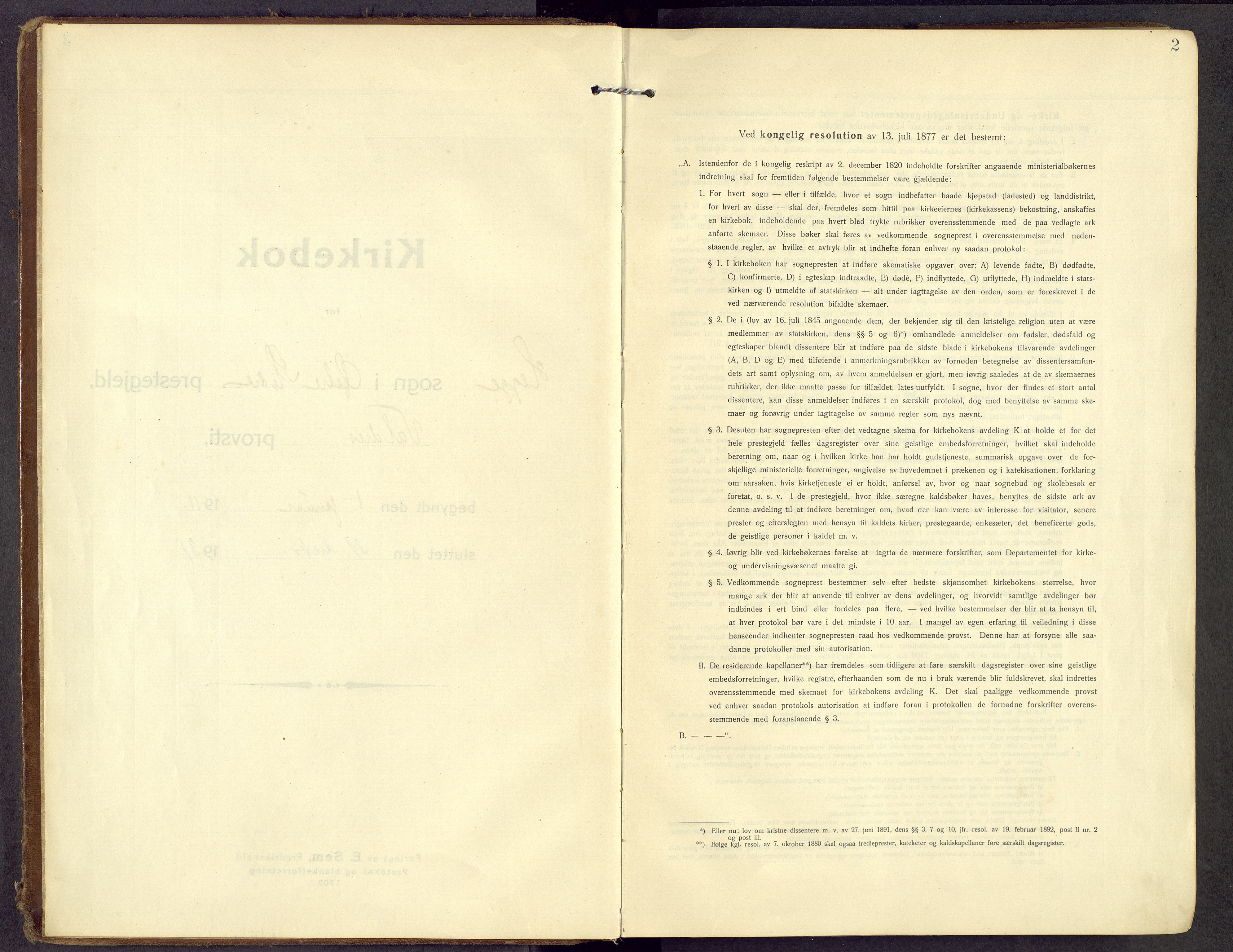 Øystre Slidre prestekontor, SAH/PREST-138/H/Ha/Haa/L0007: Ministerialbok nr. 7, 1911-1931, s. 2