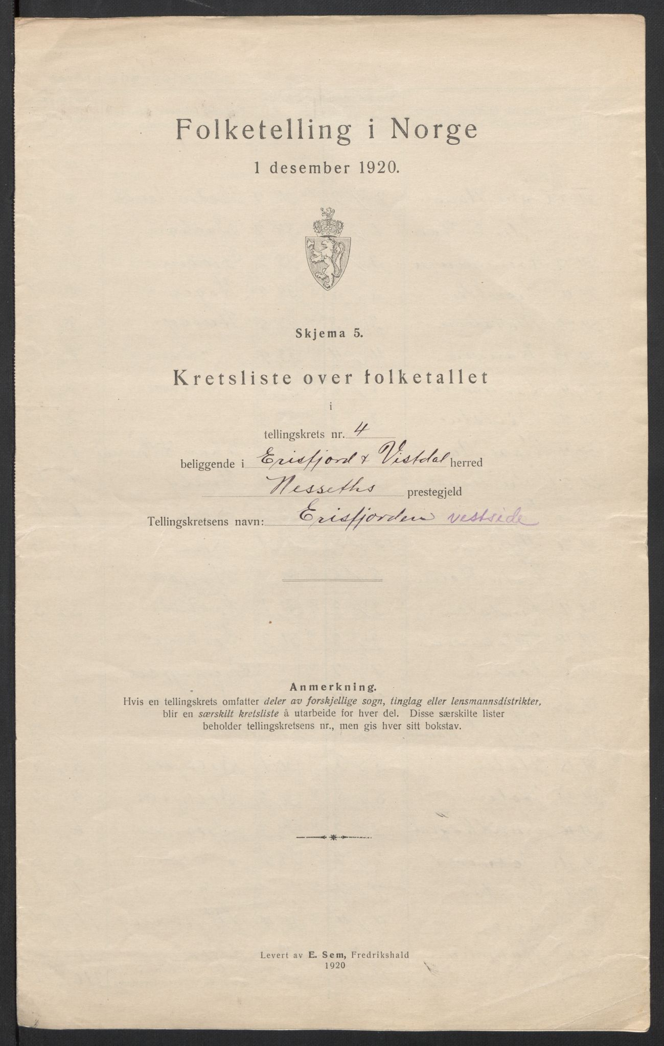 SAT, Folketelling 1920 for 1542 Eresfjord og Vistdal herred, 1920, s. 20