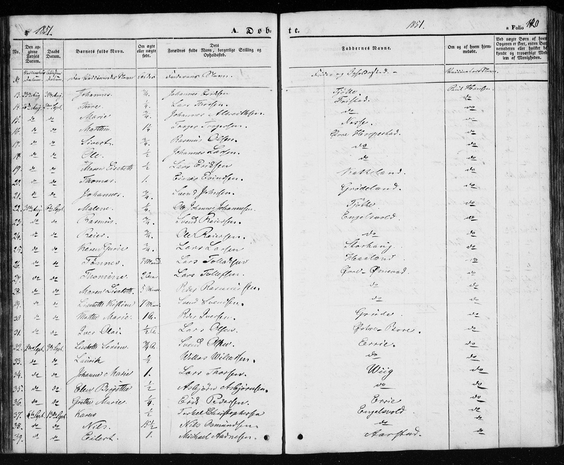 Klepp sokneprestkontor, AV/SAST-A-101803/001/3/30BA/L0004: Ministerialbok nr. A 4, 1842-1852, s. 120