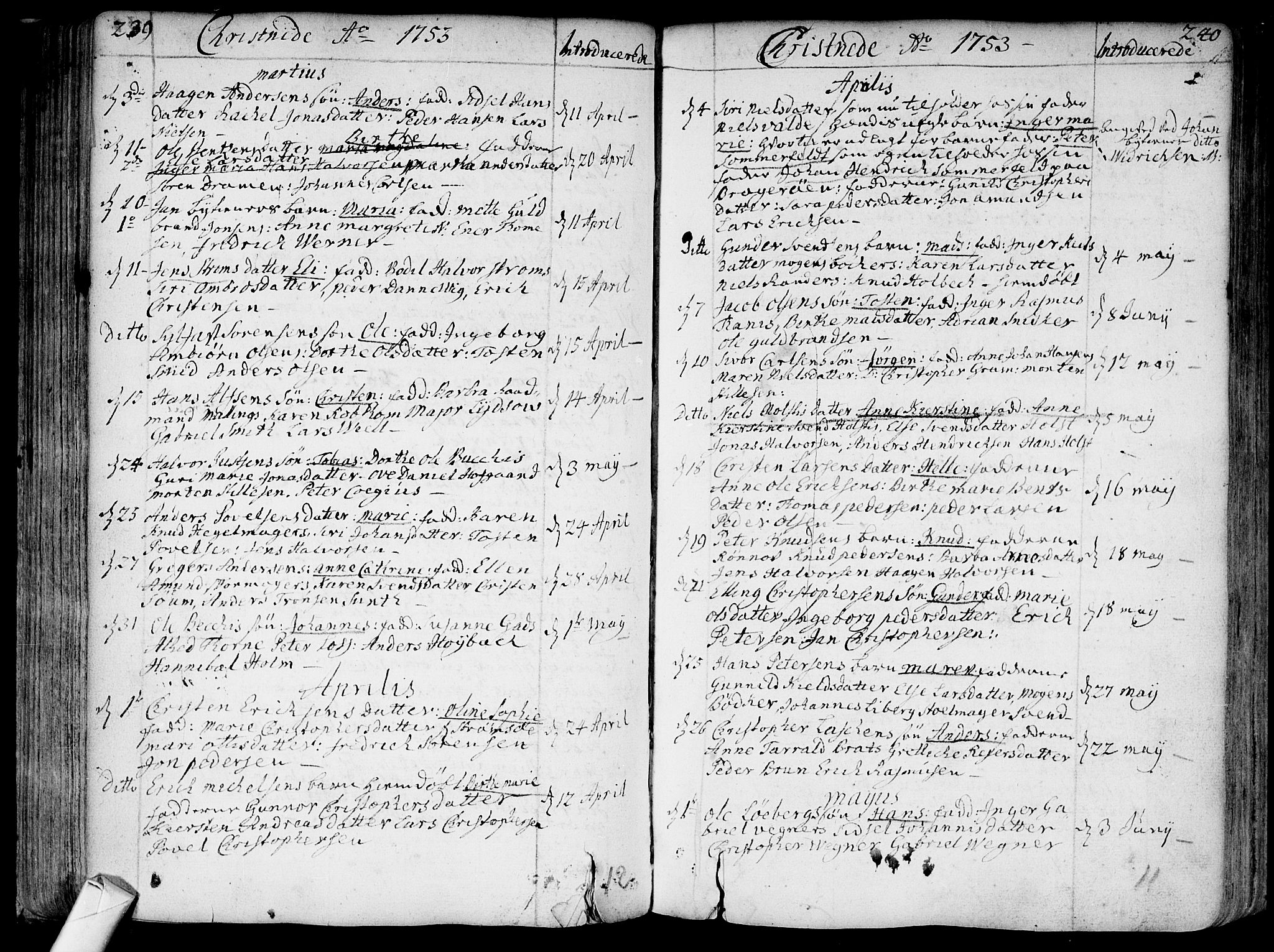 Bragernes kirkebøker, SAKO/A-6/F/Fa/L0004: Ministerialbok nr. I 4, 1734-1759, s. 239-240