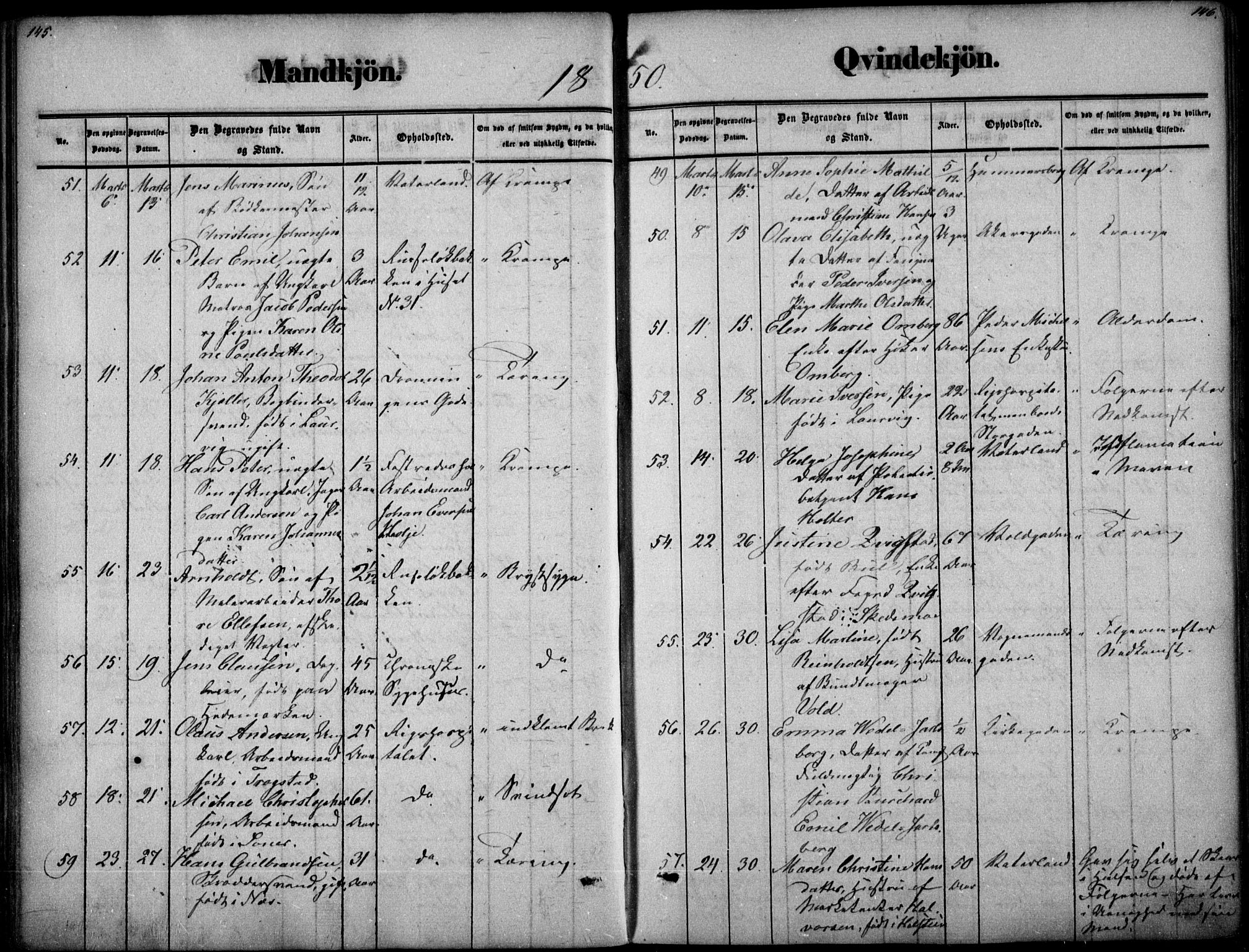 Oslo domkirke Kirkebøker, SAO/A-10752/F/Fa/L0025: Ministerialbok nr. 25, 1847-1867, s. 145-146