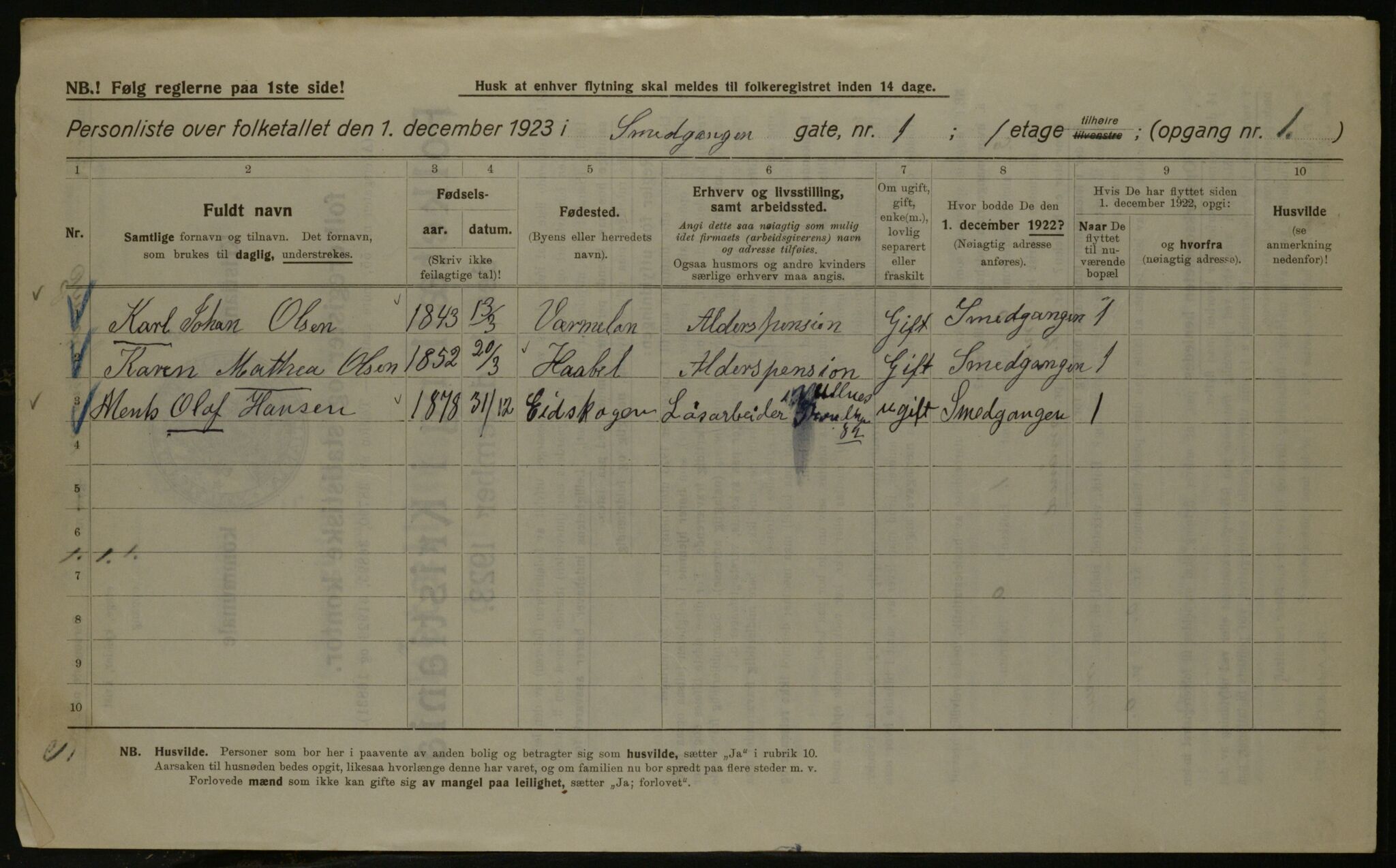 OBA, Kommunal folketelling 1.12.1923 for Kristiania, 1923, s. 107209