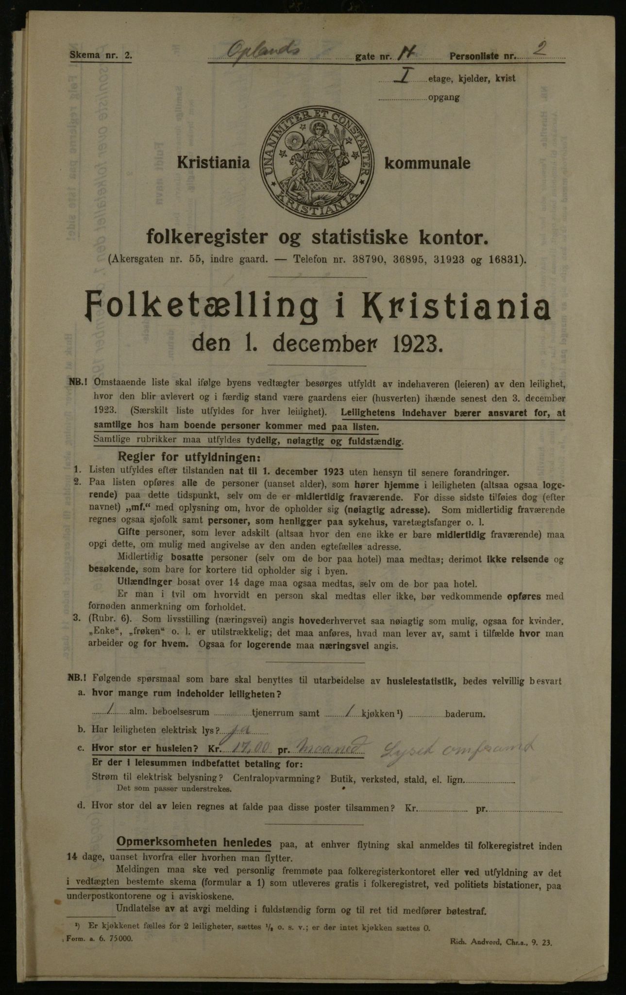 OBA, Kommunal folketelling 1.12.1923 for Kristiania, 1923, s. 83831