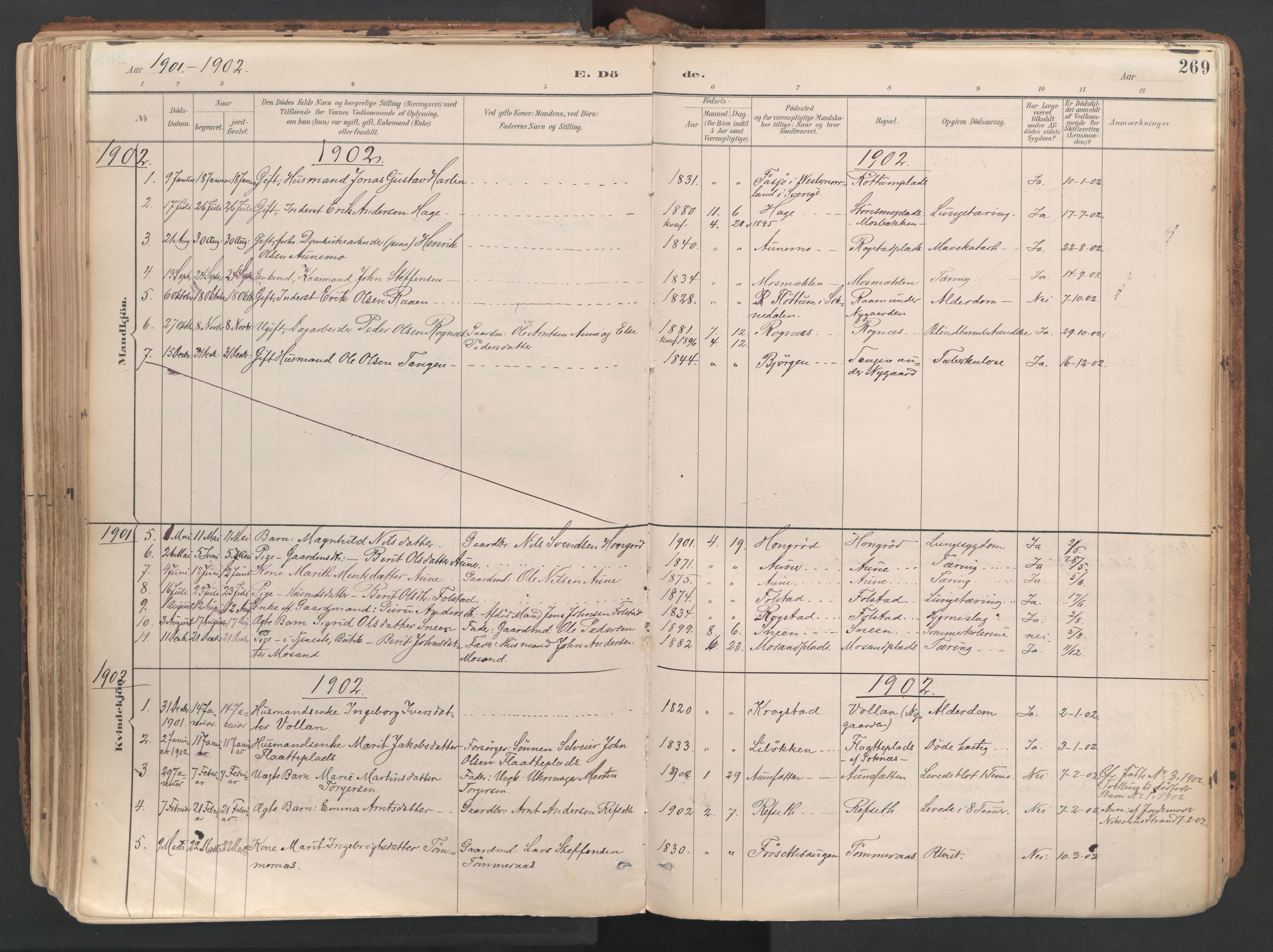 Ministerialprotokoller, klokkerbøker og fødselsregistre - Sør-Trøndelag, SAT/A-1456/687/L1004: Ministerialbok nr. 687A10, 1891-1923, s. 269