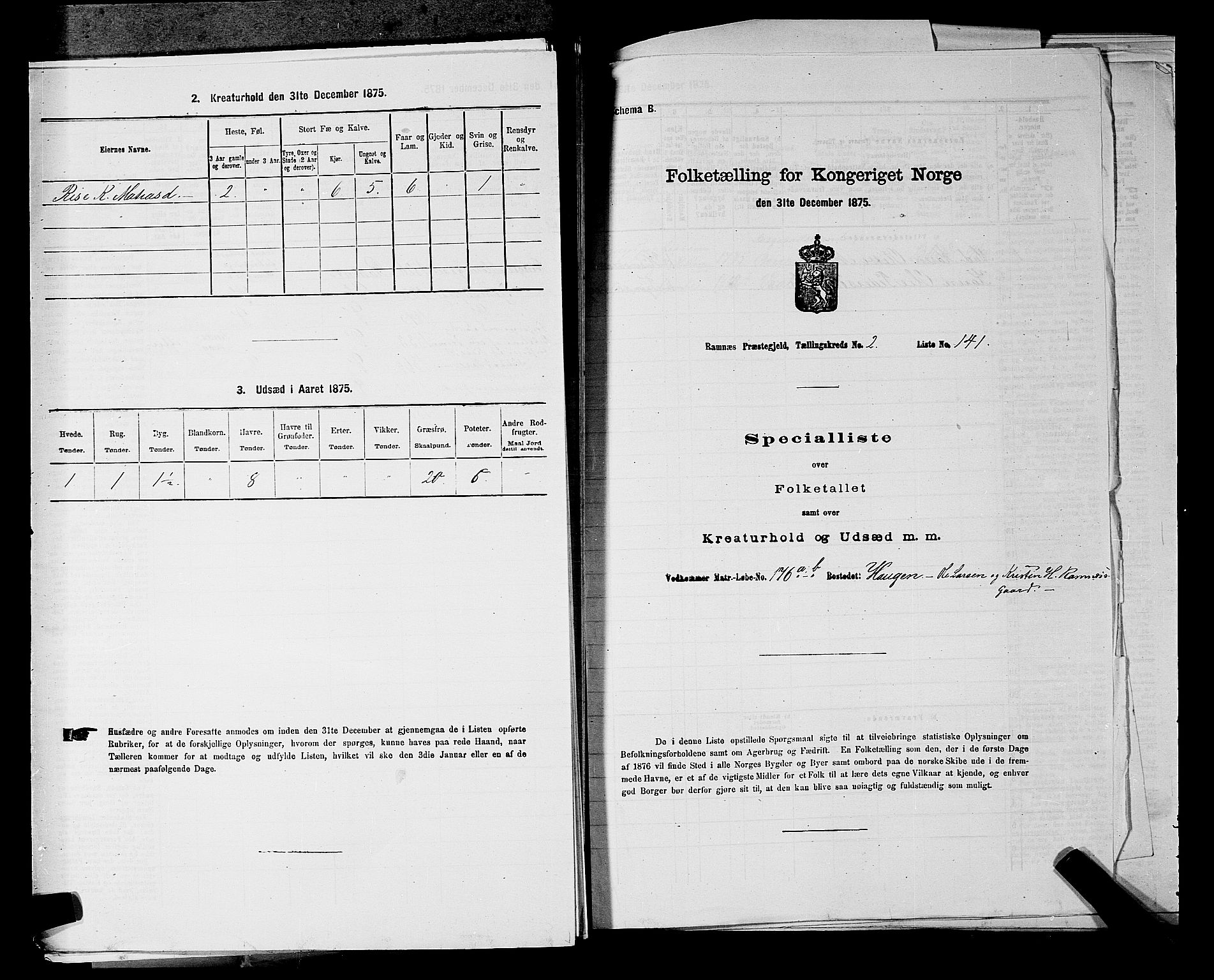 SAKO, Folketelling 1875 for 0718P Ramnes prestegjeld, 1875, s. 438