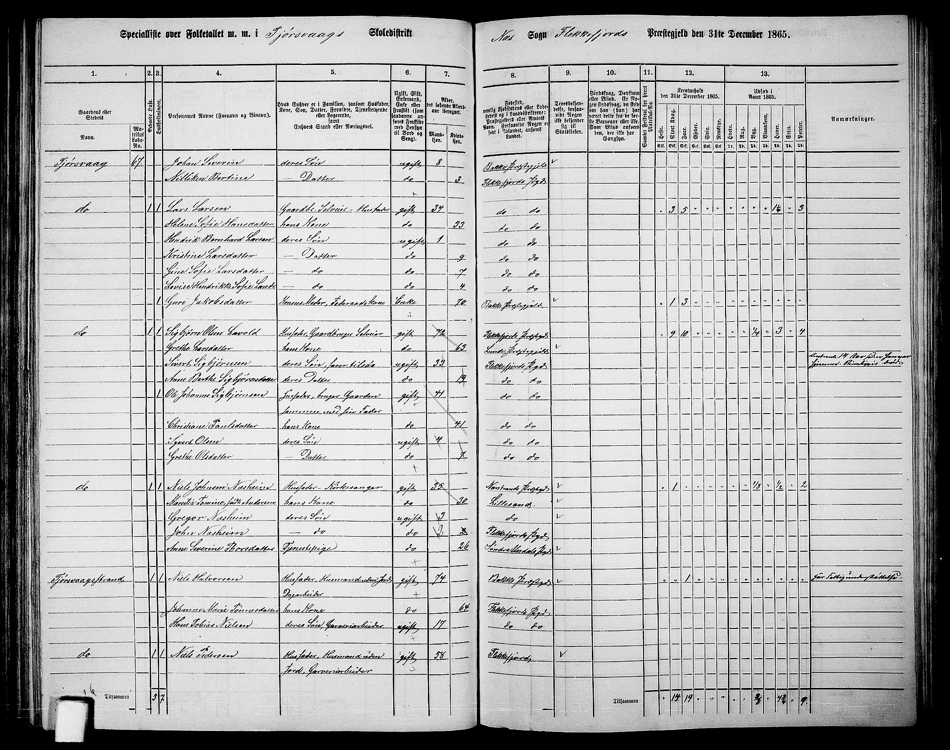 RA, Folketelling 1865 for 1042L Flekkefjord prestegjeld, Nes sokn og Hidra sokn, 1865, s. 104