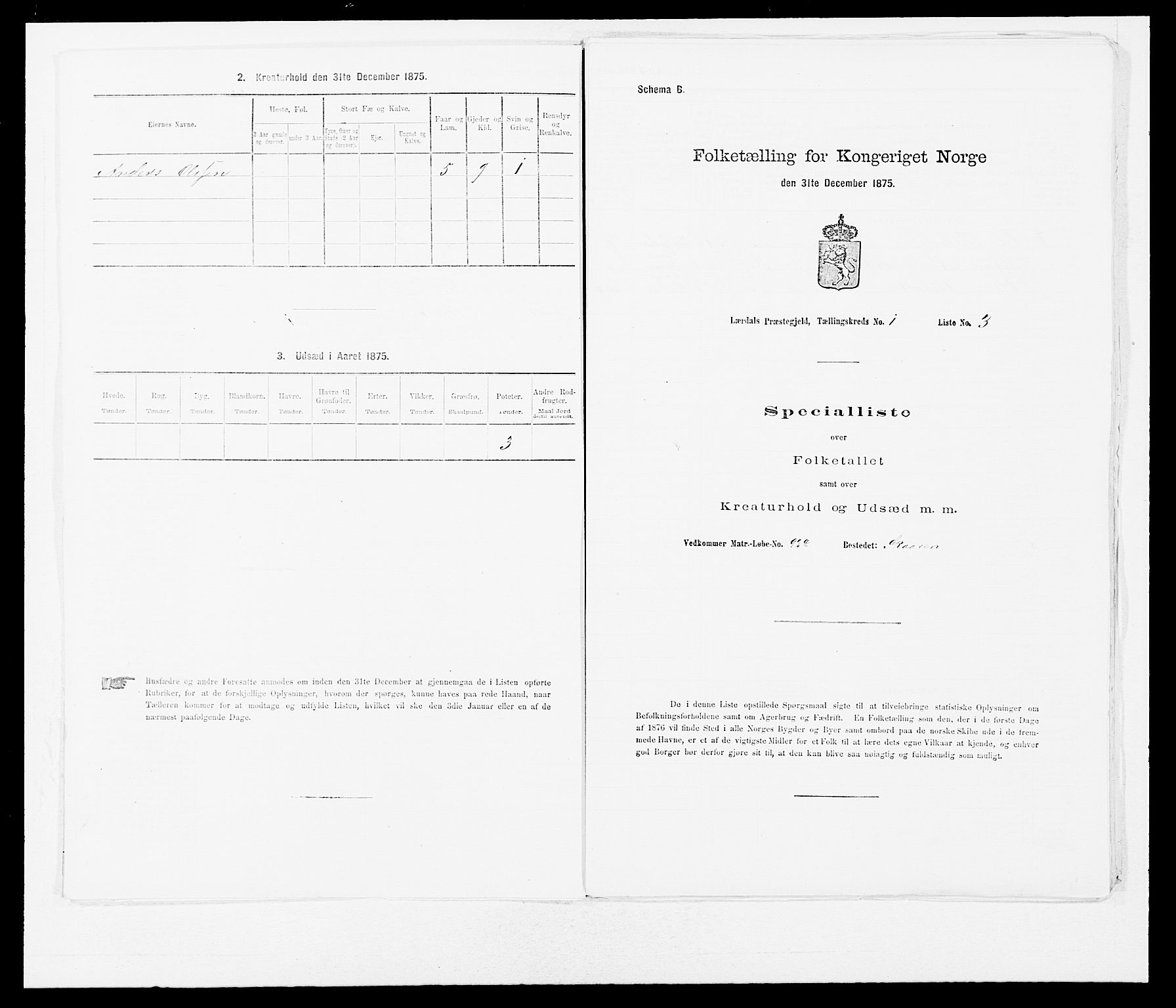 SAB, Folketelling 1875 for 1422P Lærdal prestegjeld, 1875, s. 25