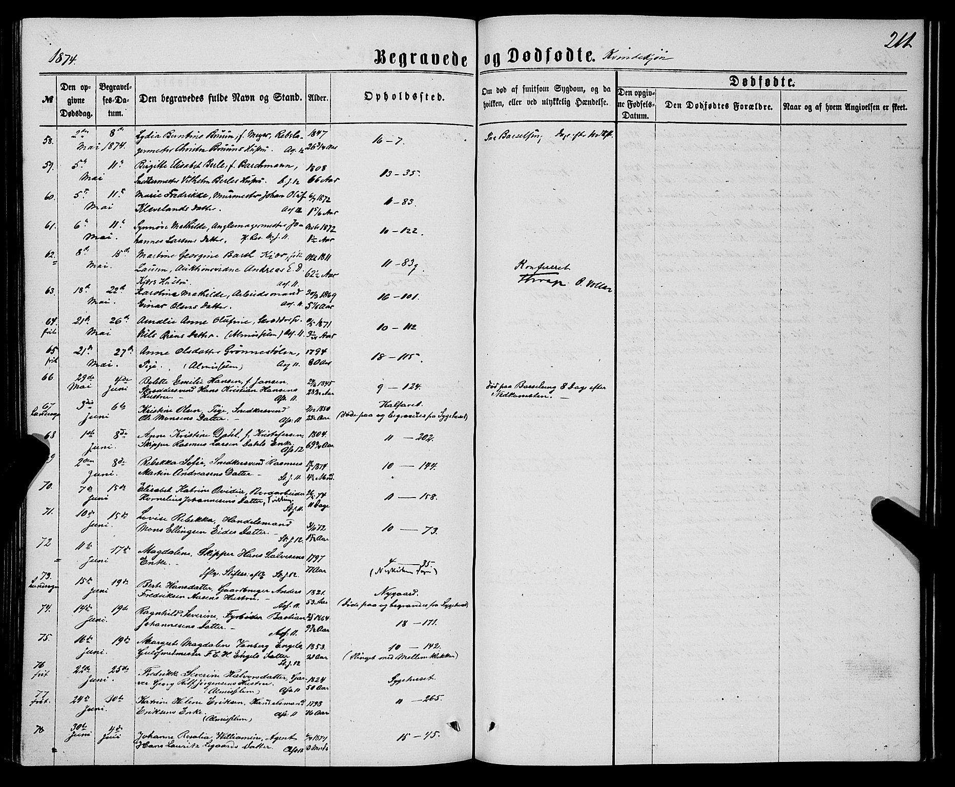 Domkirken sokneprestembete, AV/SAB-A-74801/H/Haa/L0042: Ministerialbok nr. E 3, 1863-1876, s. 211