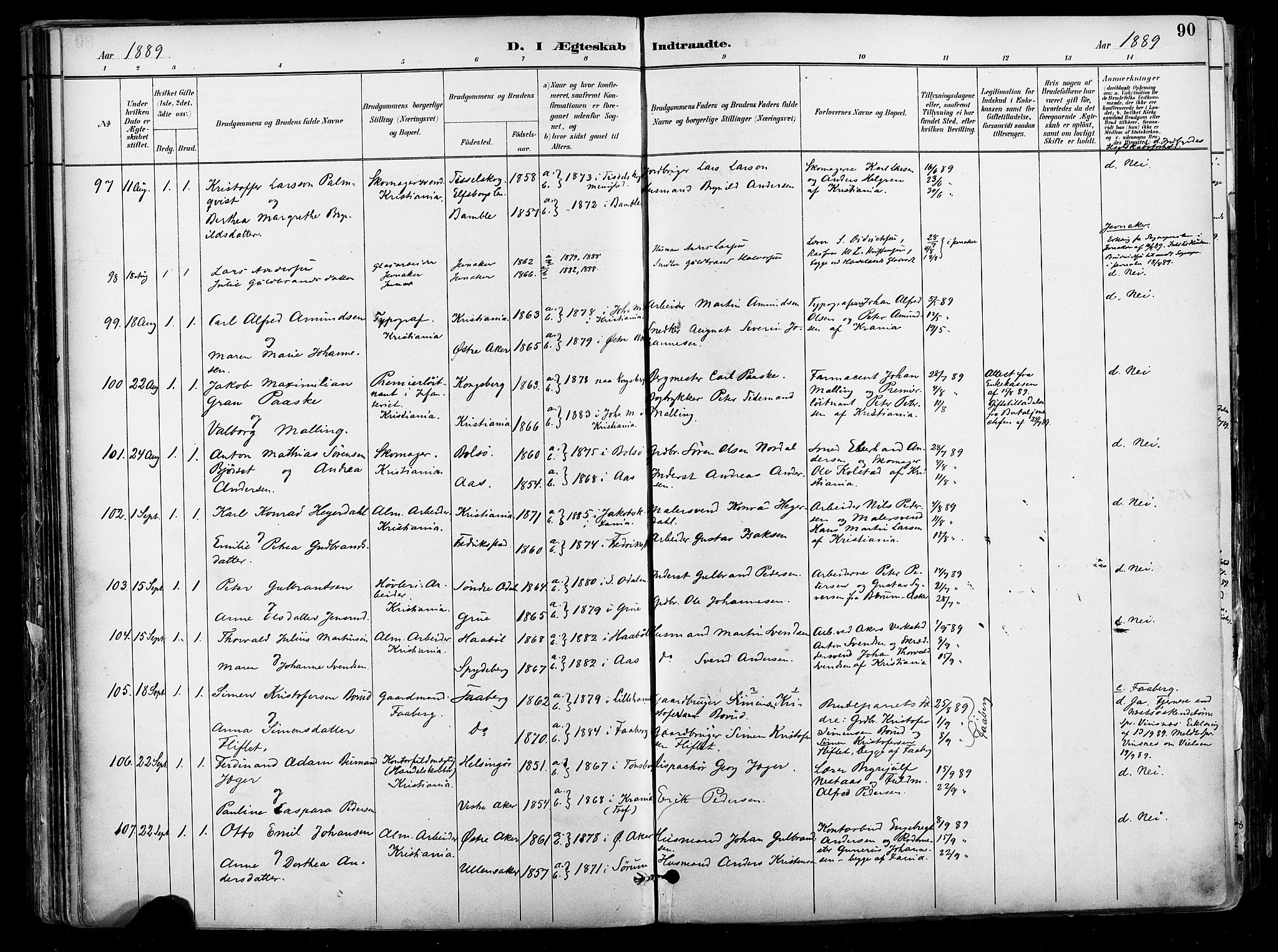 Johannes prestekontor Kirkebøker, AV/SAO-A-10852/F/Fa/L0004: Ministerialbok nr. 4, 1883-1907, s. 90