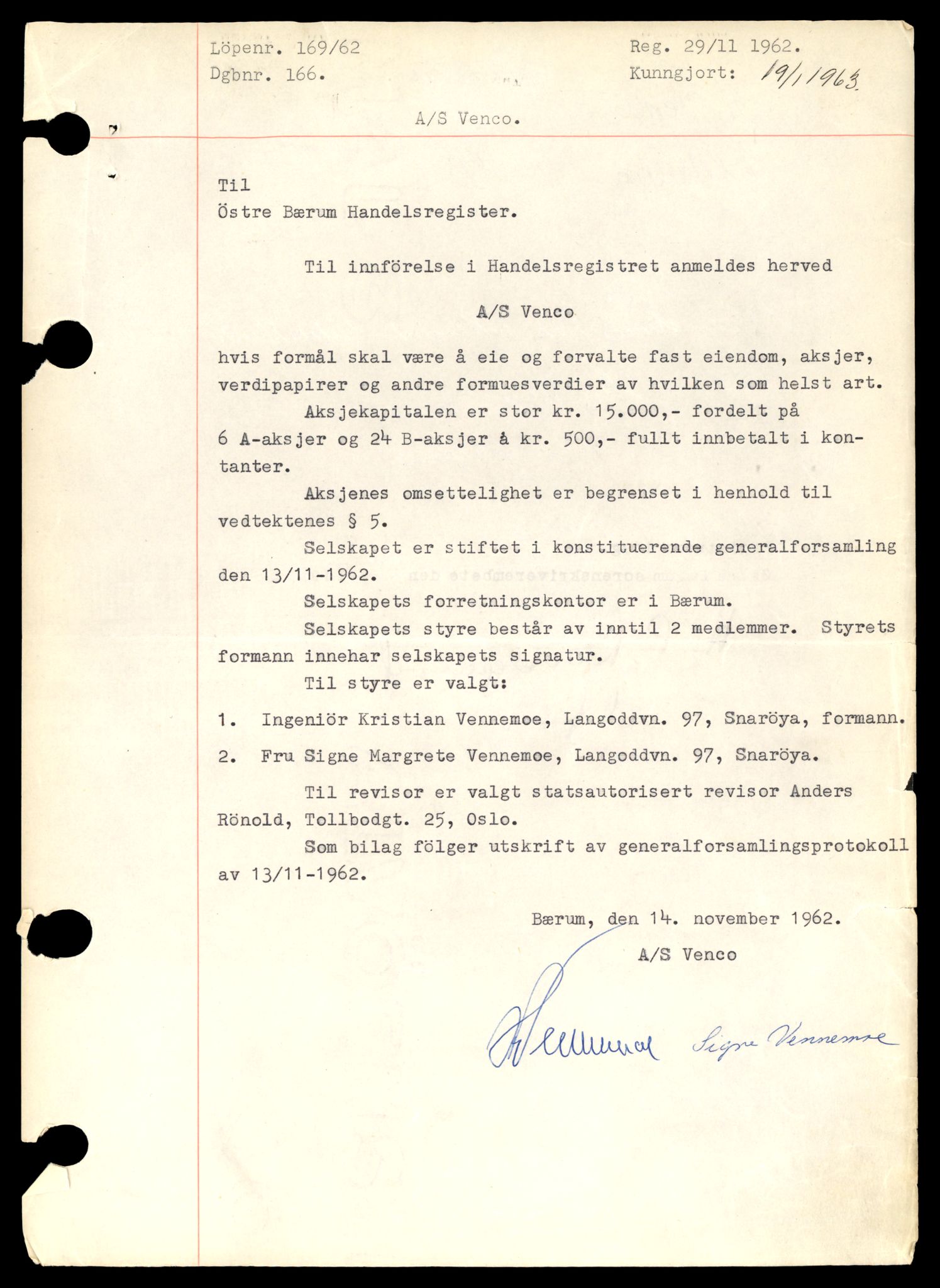 Asker og Bærum tingrett, AV/SAT-A-10379/K/Kb/Kba/L0037: Aksjeselskap i Bærum, Ven - Ø, 1890-1989, s. 1