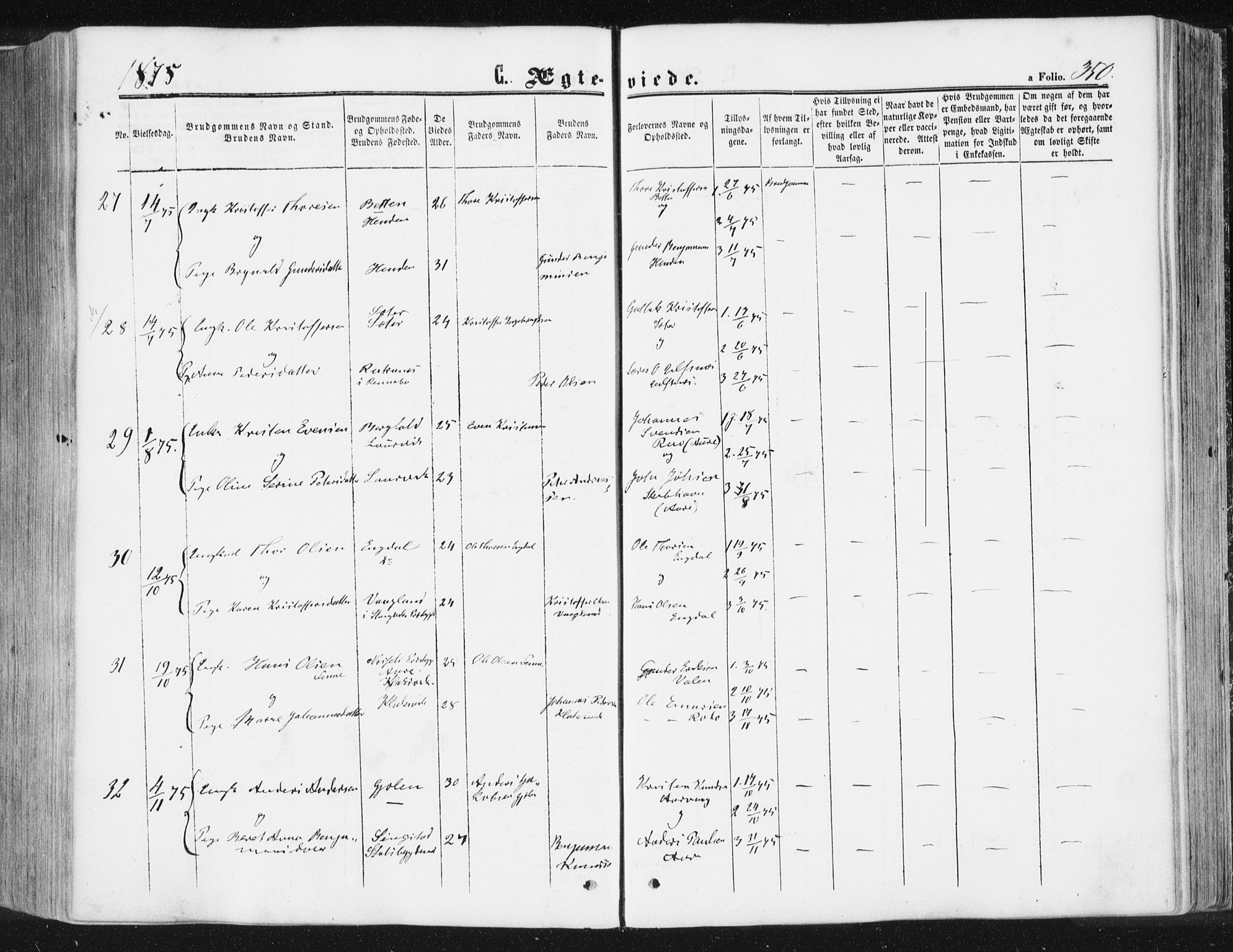 Ministerialprotokoller, klokkerbøker og fødselsregistre - Møre og Romsdal, SAT/A-1454/578/L0905: Ministerialbok nr. 578A04, 1859-1877, s. 350
