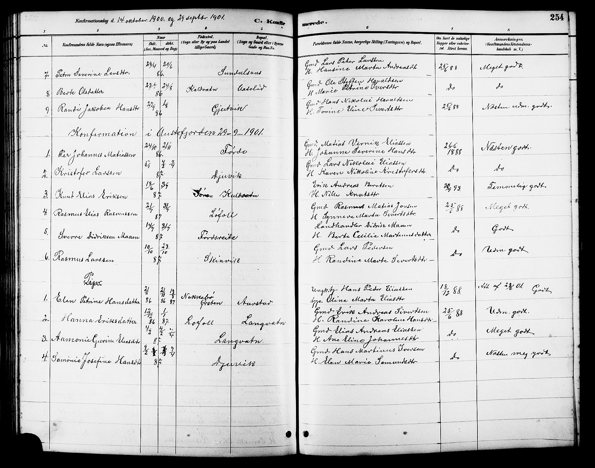 Ministerialprotokoller, klokkerbøker og fødselsregistre - Møre og Romsdal, AV/SAT-A-1454/511/L0158: Klokkerbok nr. 511C04, 1884-1903, s. 254