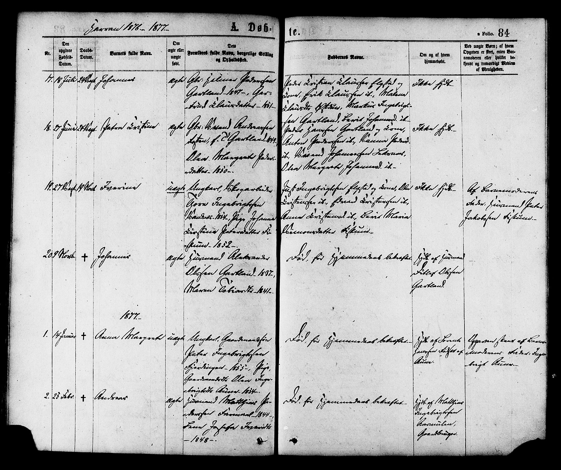 Ministerialprotokoller, klokkerbøker og fødselsregistre - Nord-Trøndelag, SAT/A-1458/758/L0516: Ministerialbok nr. 758A03 /3, 1869-1879, s. 84