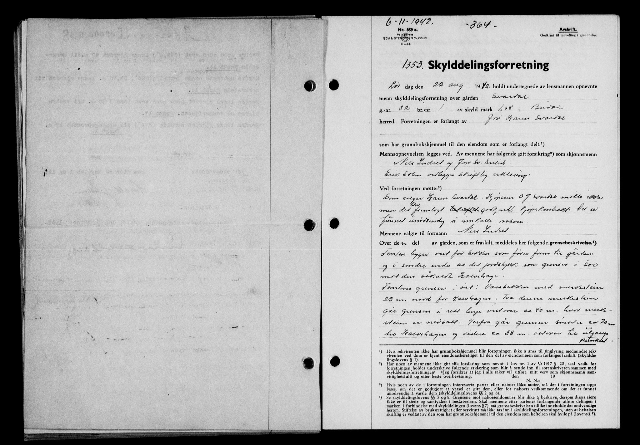 Gauldal sorenskriveri, SAT/A-0014/1/2/2C/L0055: Pantebok nr. 60, 1942-1942, Dagboknr: 1353/1942