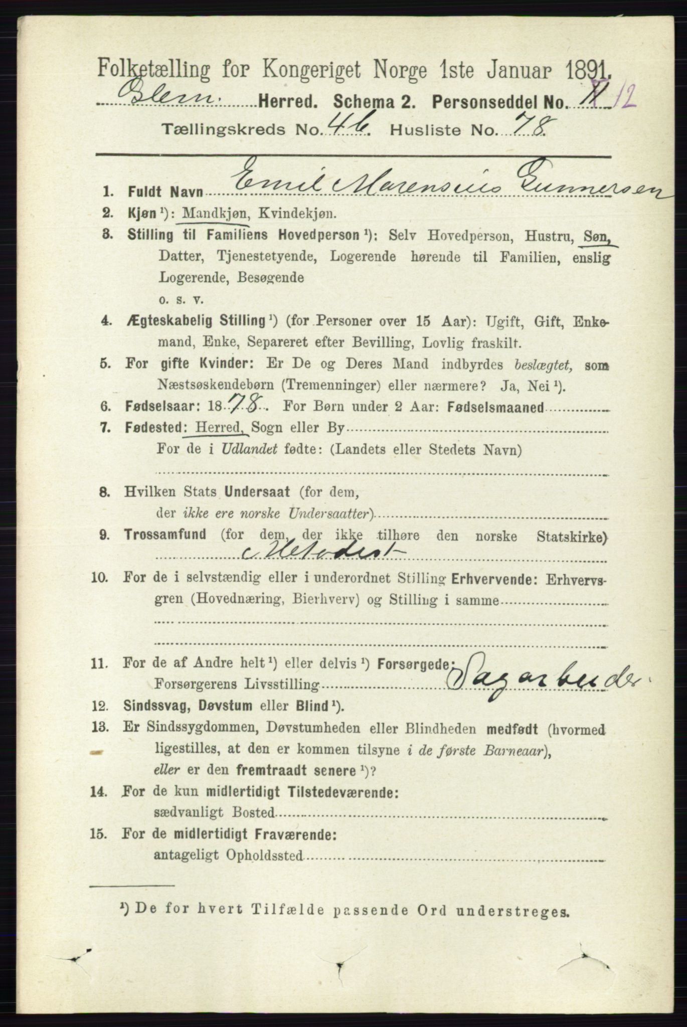 RA, Folketelling 1891 for 0132 Glemmen herred, 1891, s. 5687