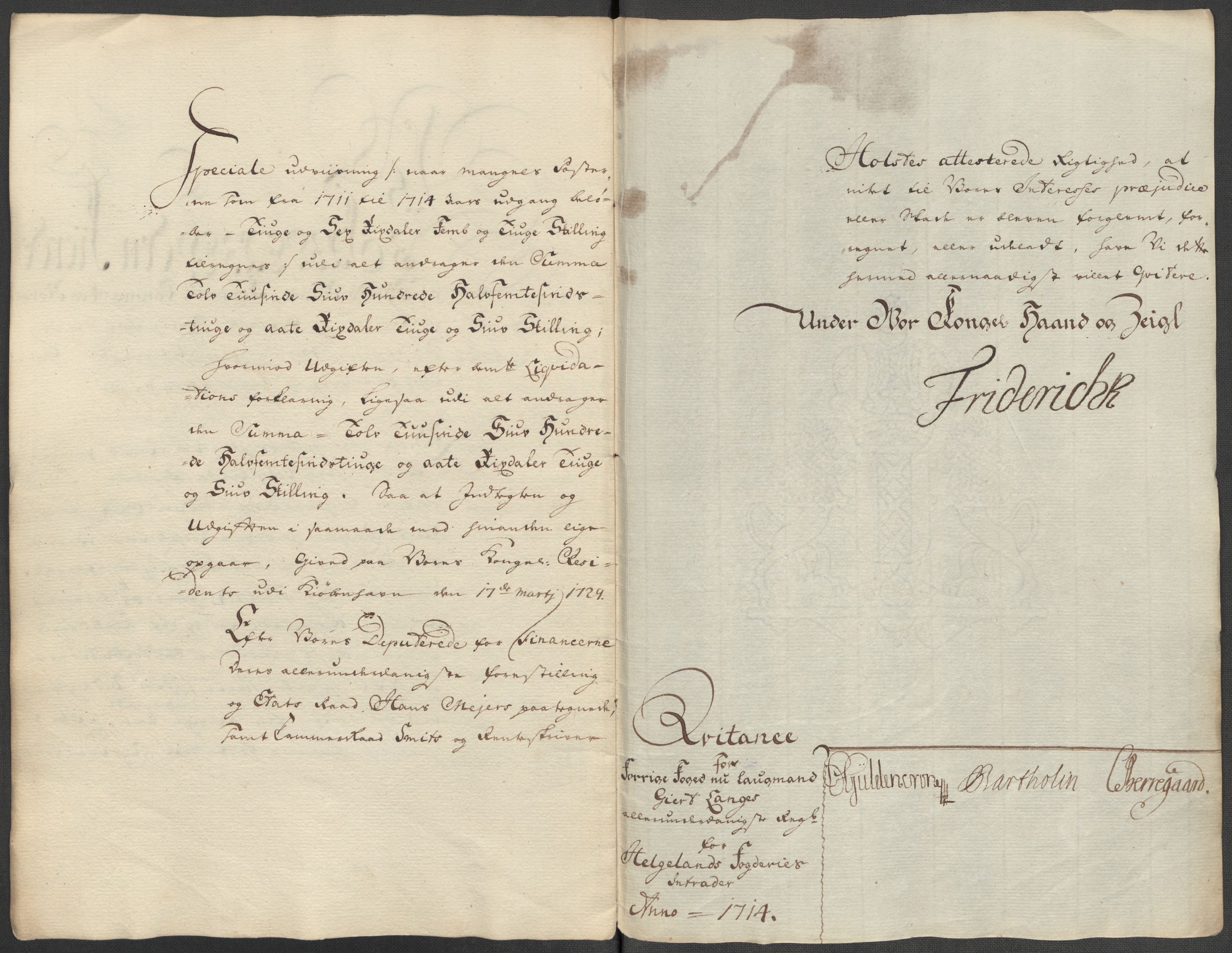 Rentekammeret inntil 1814, Reviderte regnskaper, Fogderegnskap, AV/RA-EA-4092/R65/L4513: Fogderegnskap Helgeland, 1714-1715, s. 19