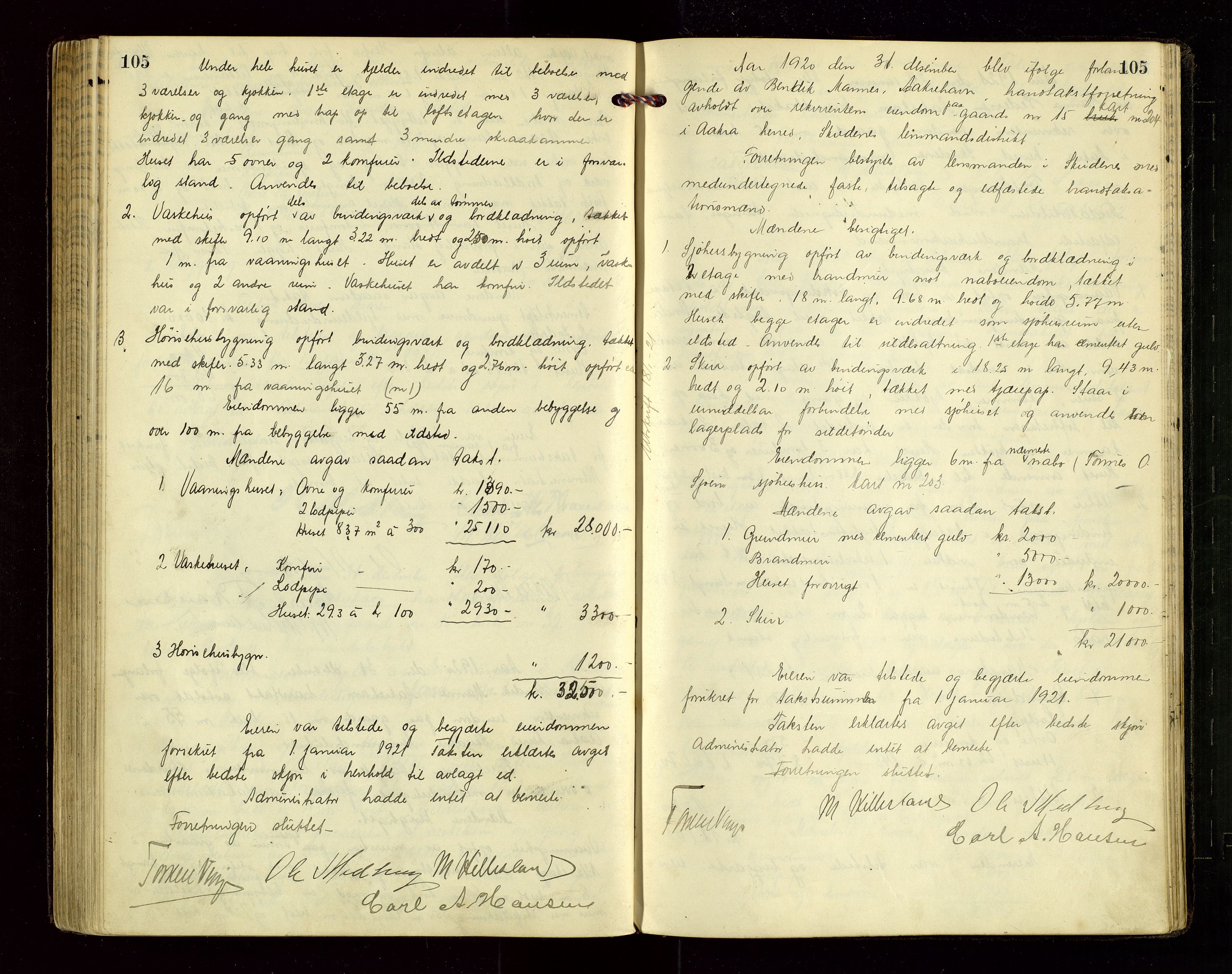 Skudenes lensmannskontor, AV/SAST-A-100444/Goa/L0005: Branntakstprotokoll, 1917-1926, s. 105