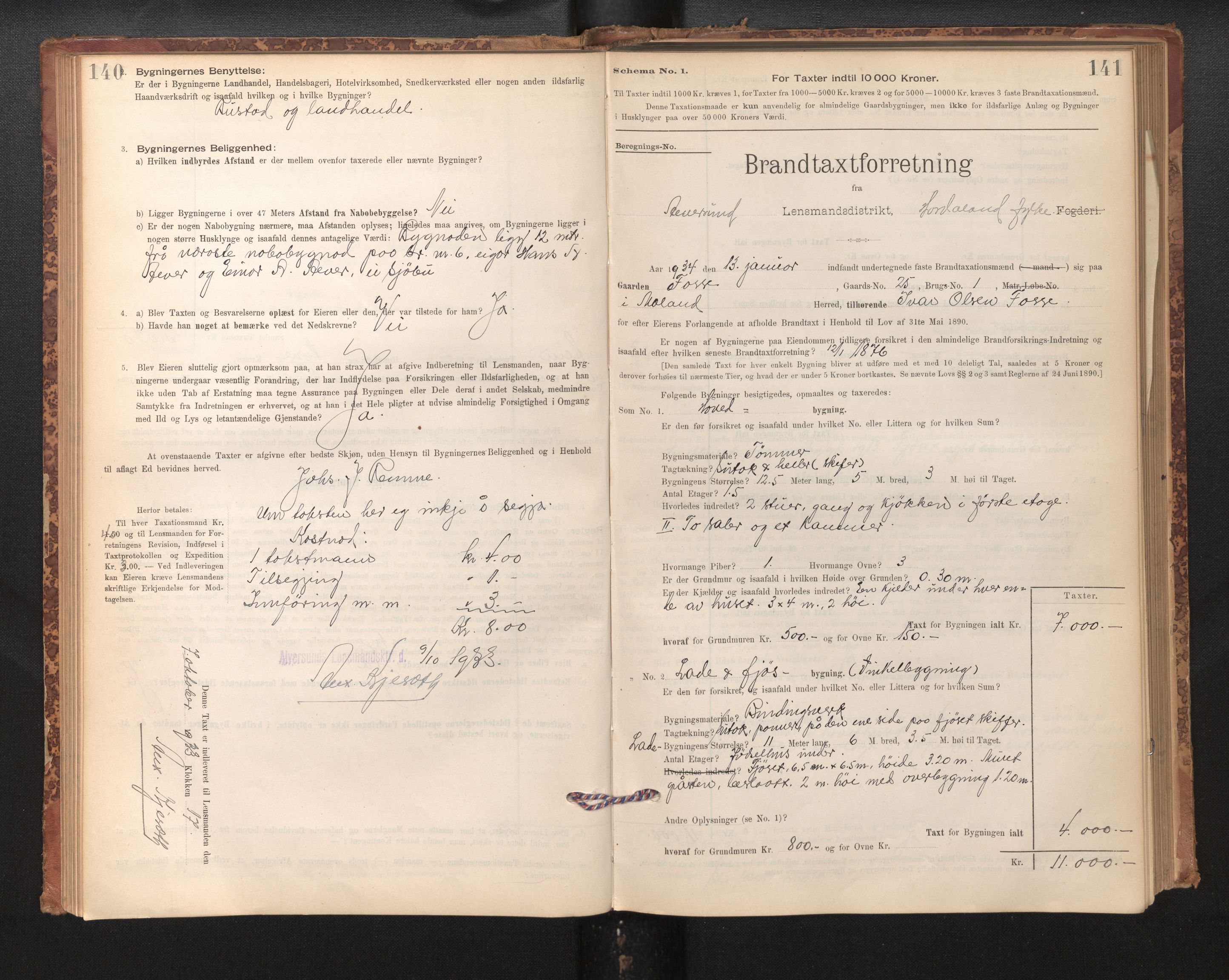 Lensmannen i Alversund, SAB/A-30701/0012/L0004: Branntakstprotokoll, skjematakst, 1894-1953, s. 140-141