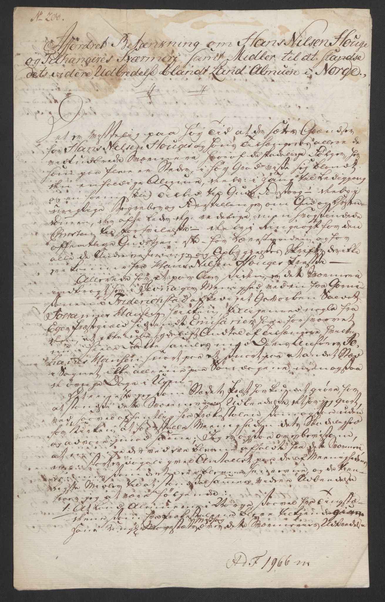 Justisdepartementet, Kommisjon i saken mot Hans Nielsen Hauge 1804, AV/RA-S-1151/D/L0003: Hans Nielsen Hauges sak, 1813, s. 408