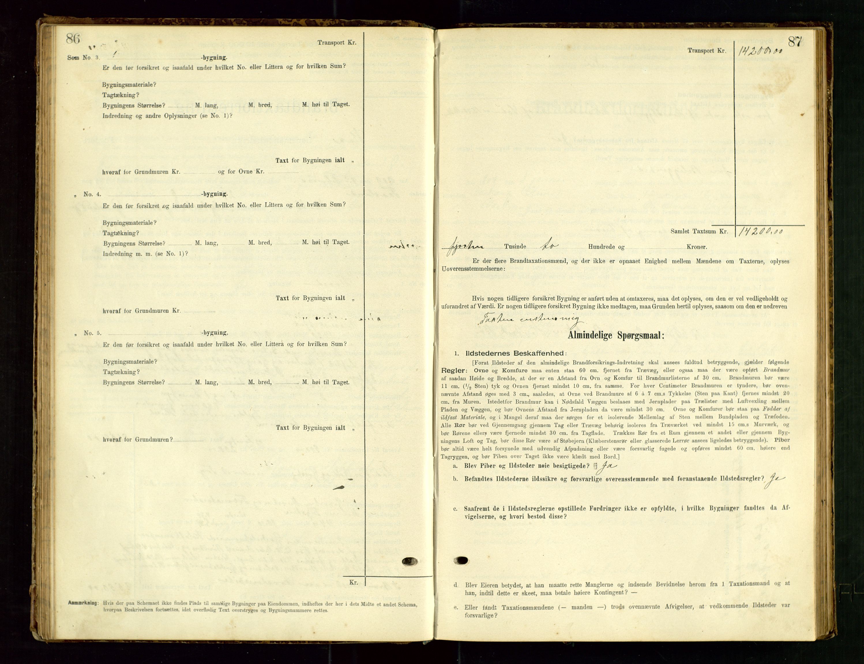 Hå lensmannskontor, SAST/A-100456/Goa/L0003: Takstprotokoll (skjema), 1895-1911, s. 86-87