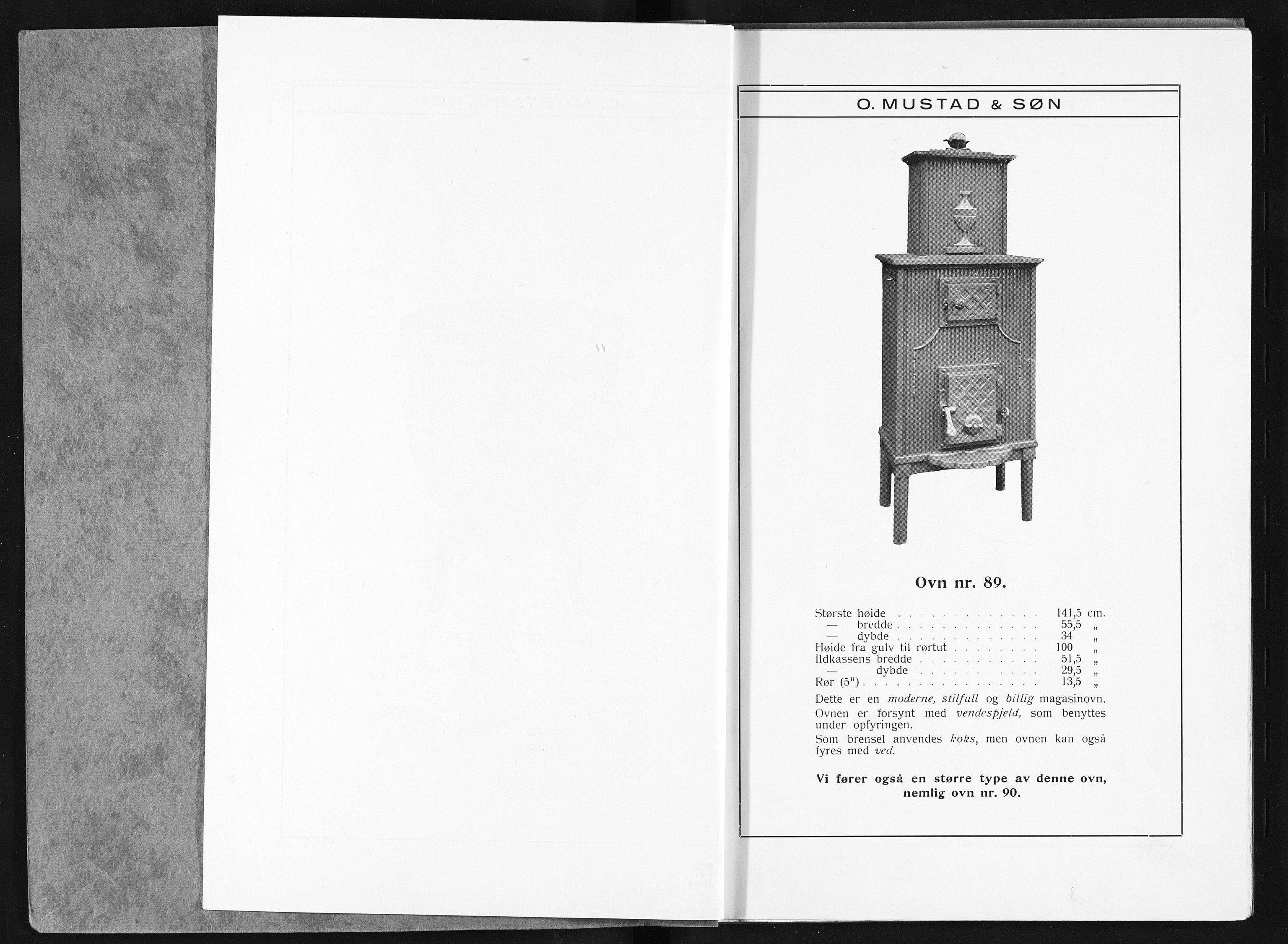 Næs Jernverksmuseets samling av historiske ovnskataloger, NESJ/NJM-006/01/L0020: O. Mustad & Søn Oslo - Bergen Trondheim, 1934