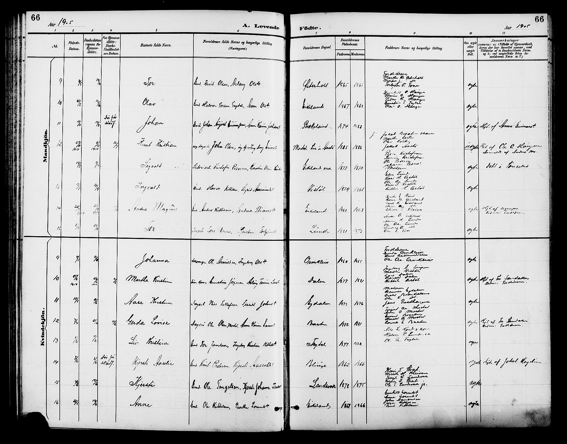 Gjerstad sokneprestkontor, AV/SAK-1111-0014/F/Fb/Fba/L0007: Klokkerbok nr. B 7, 1891-1908, s. 66