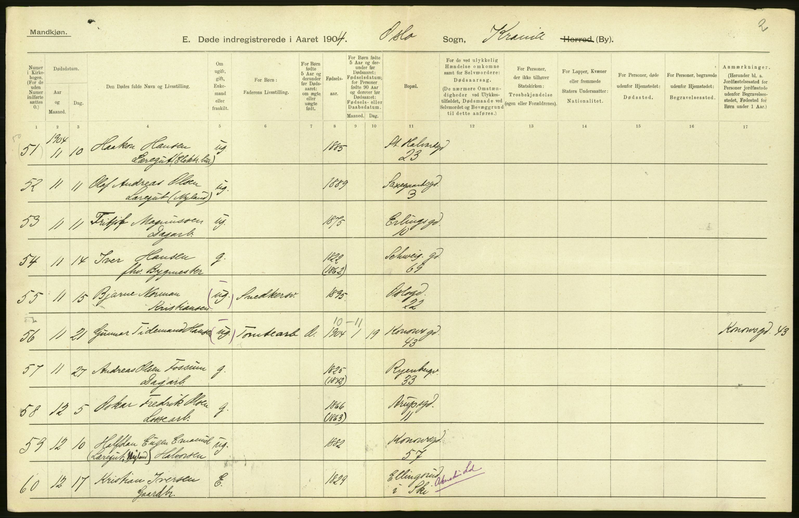 Statistisk sentralbyrå, Sosiodemografiske emner, Befolkning, AV/RA-S-2228/D/Df/Dfa/Dfab/L0004: Kristiania: Gifte, døde, 1904, s. 440