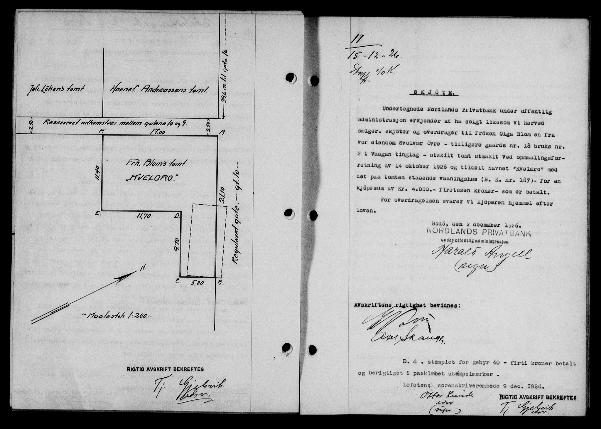 Lofoten sorenskriveri, SAT/A-0017/1/2/2C/L0014b: Pantebok nr. 14b, 1926-1926, Tingl.dato: 15.12.1926