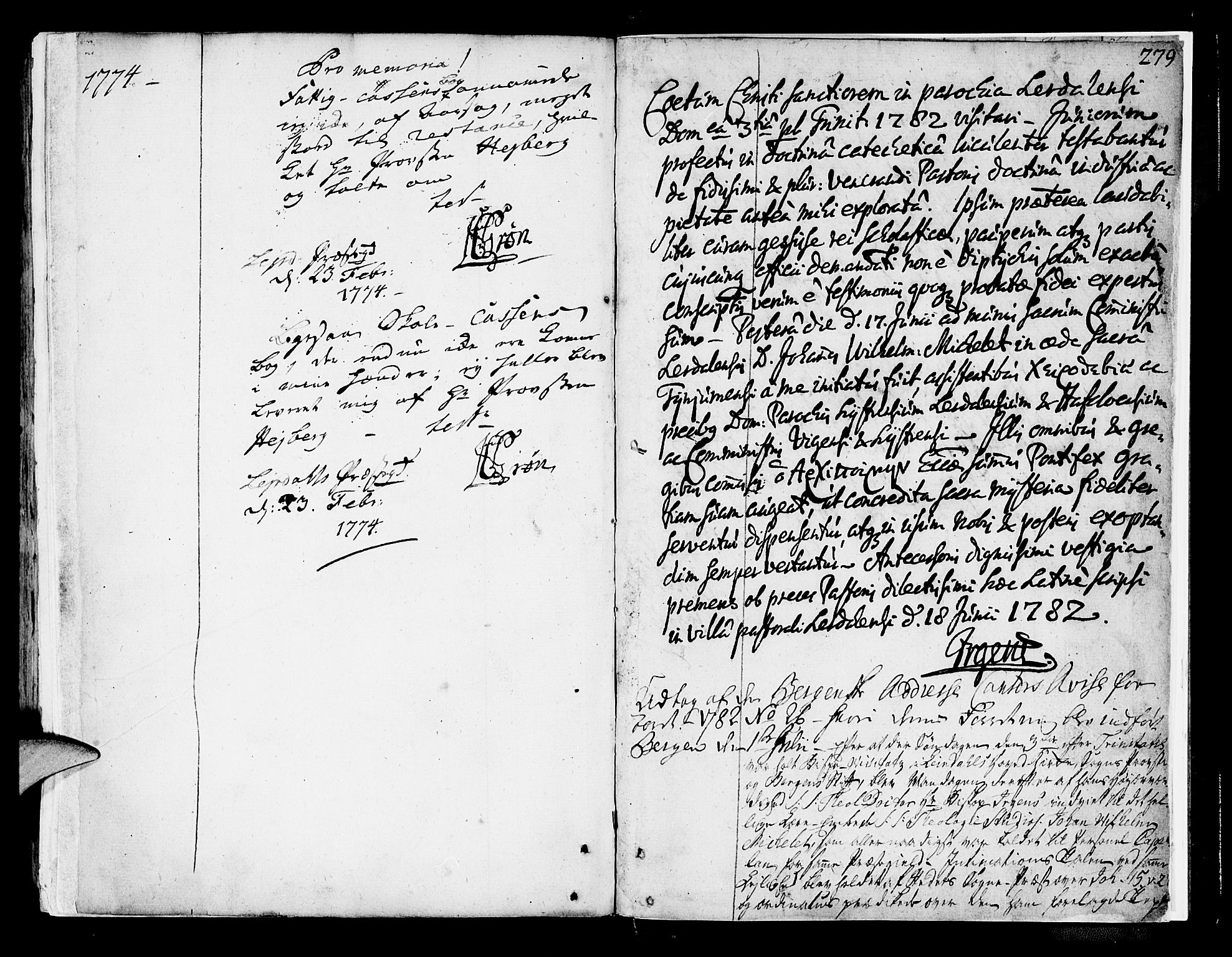 Lærdal sokneprestembete, SAB/A-81201: Ministerialbok nr. A 2, 1752-1782, s. 279