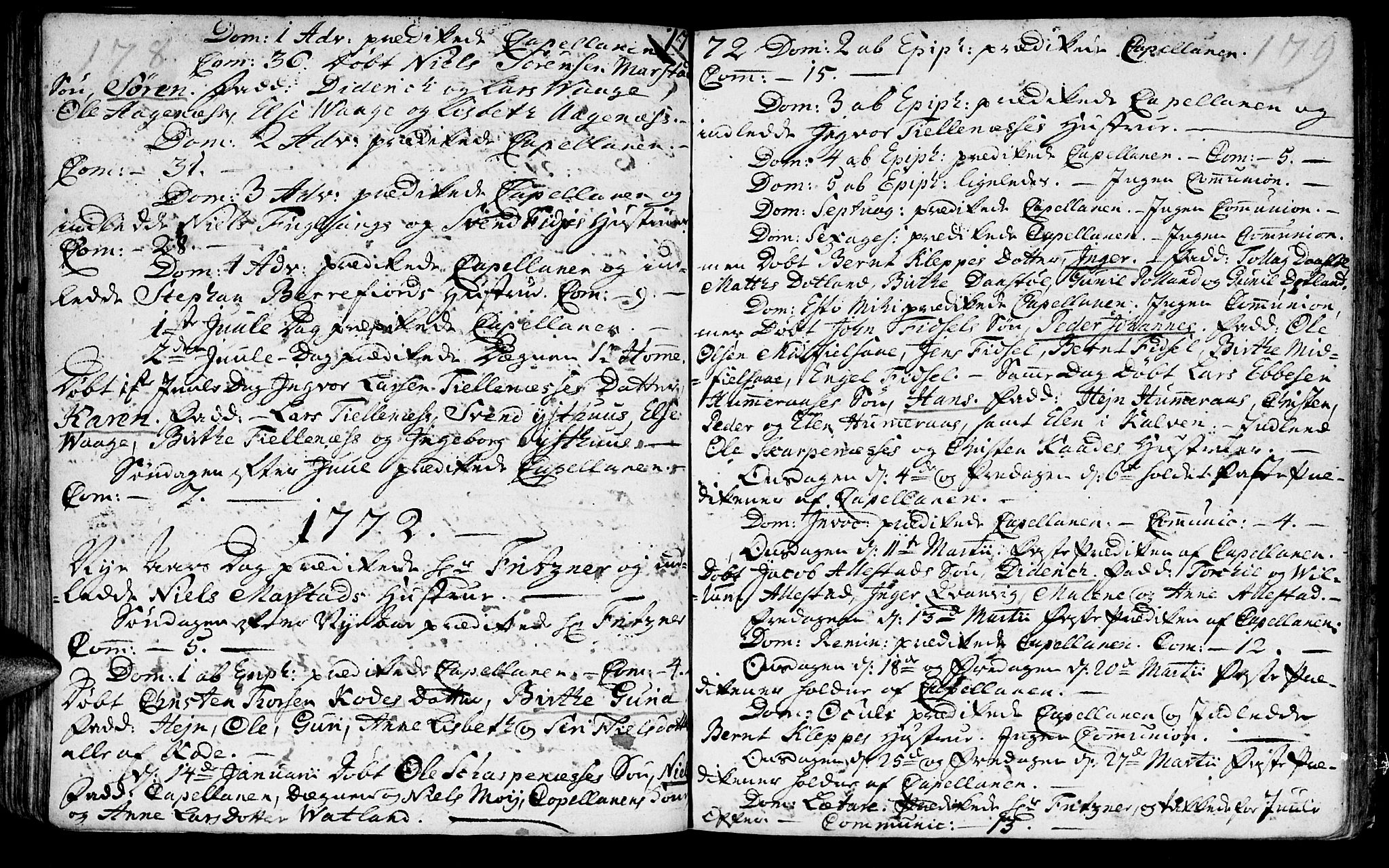 Flekkefjord sokneprestkontor, AV/SAK-1111-0012/F/Fa/Fab/L0001: Ministerialbok nr. A 1, 1750-1780, s. 178-179