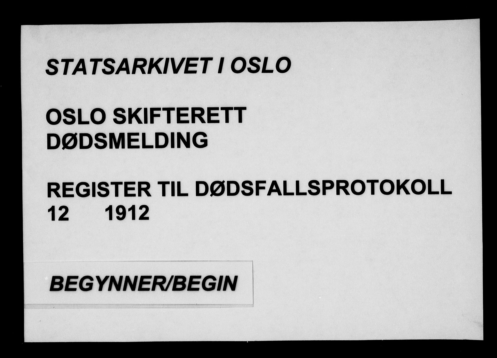 Oslo skifterett, SAO/A-10383/F/Fa/Faa/L0012: Navneregister, 1912