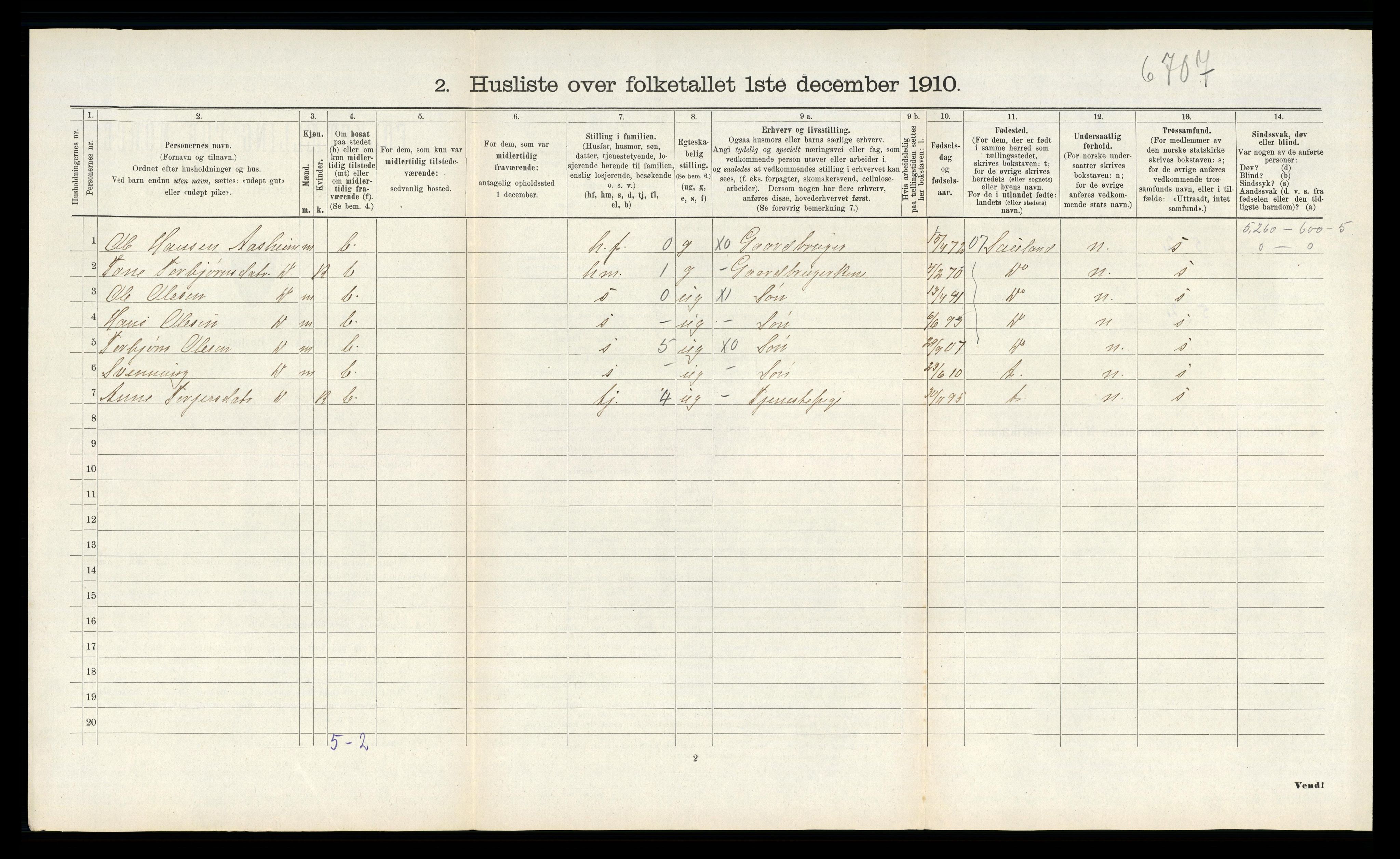 RA, Folketelling 1910 for 0822 Sauherad herred, 1910, s. 626