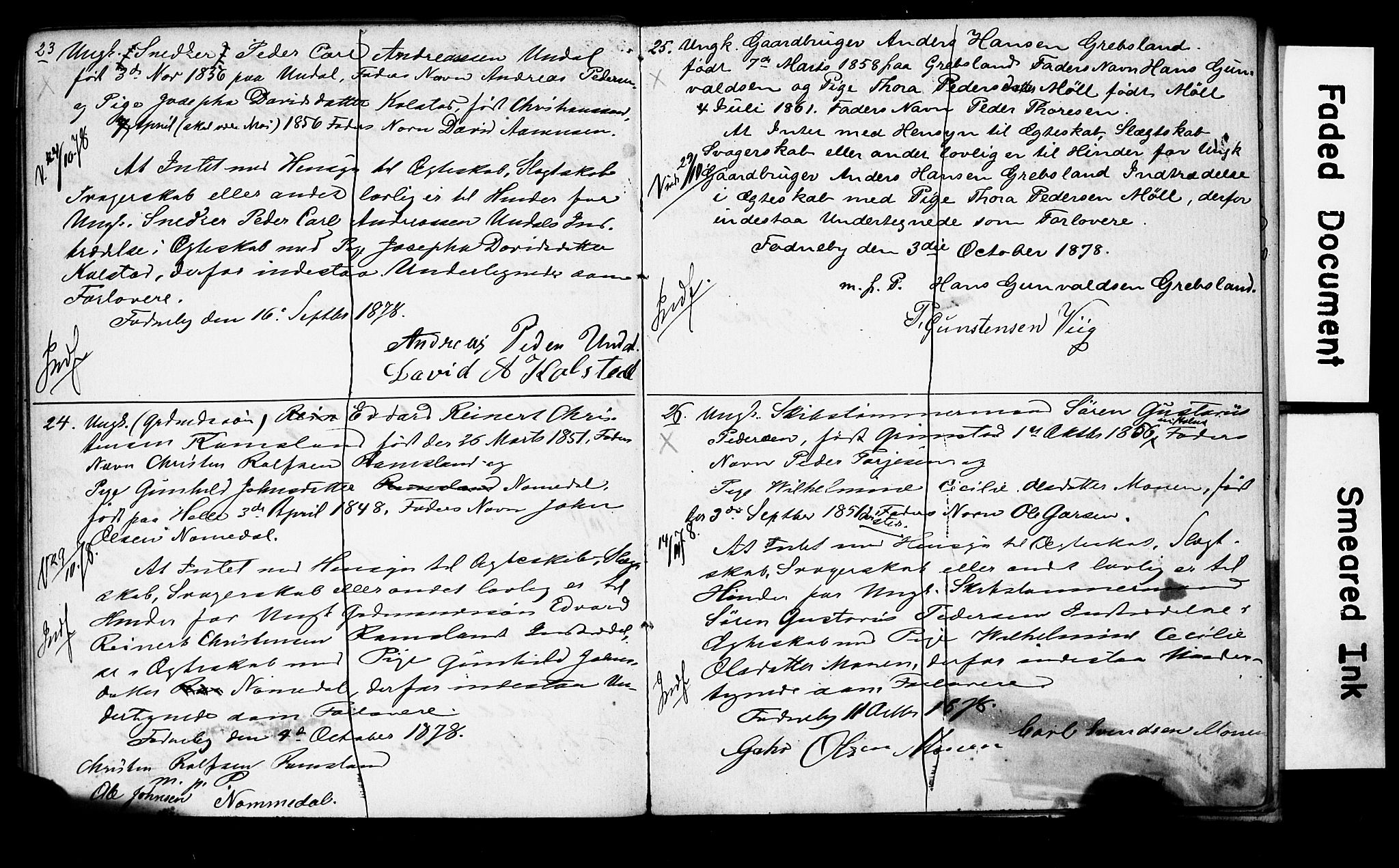 Holum sokneprestkontor, AV/SAK-1111-0022/F/Fe/L0003: Lysningsprotokoll nr. II 5 3, 1875-1891, s. 25