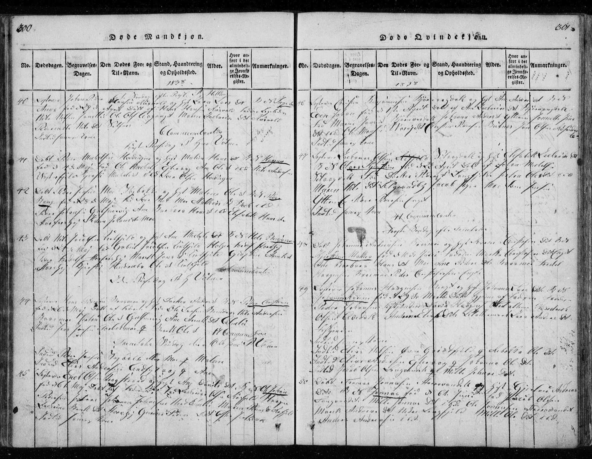 Ministerialprotokoller, klokkerbøker og fødselsregistre - Nordland, AV/SAT-A-1459/827/L0412: Klokkerbok nr. 827C01, 1820-1841, s. 300-301