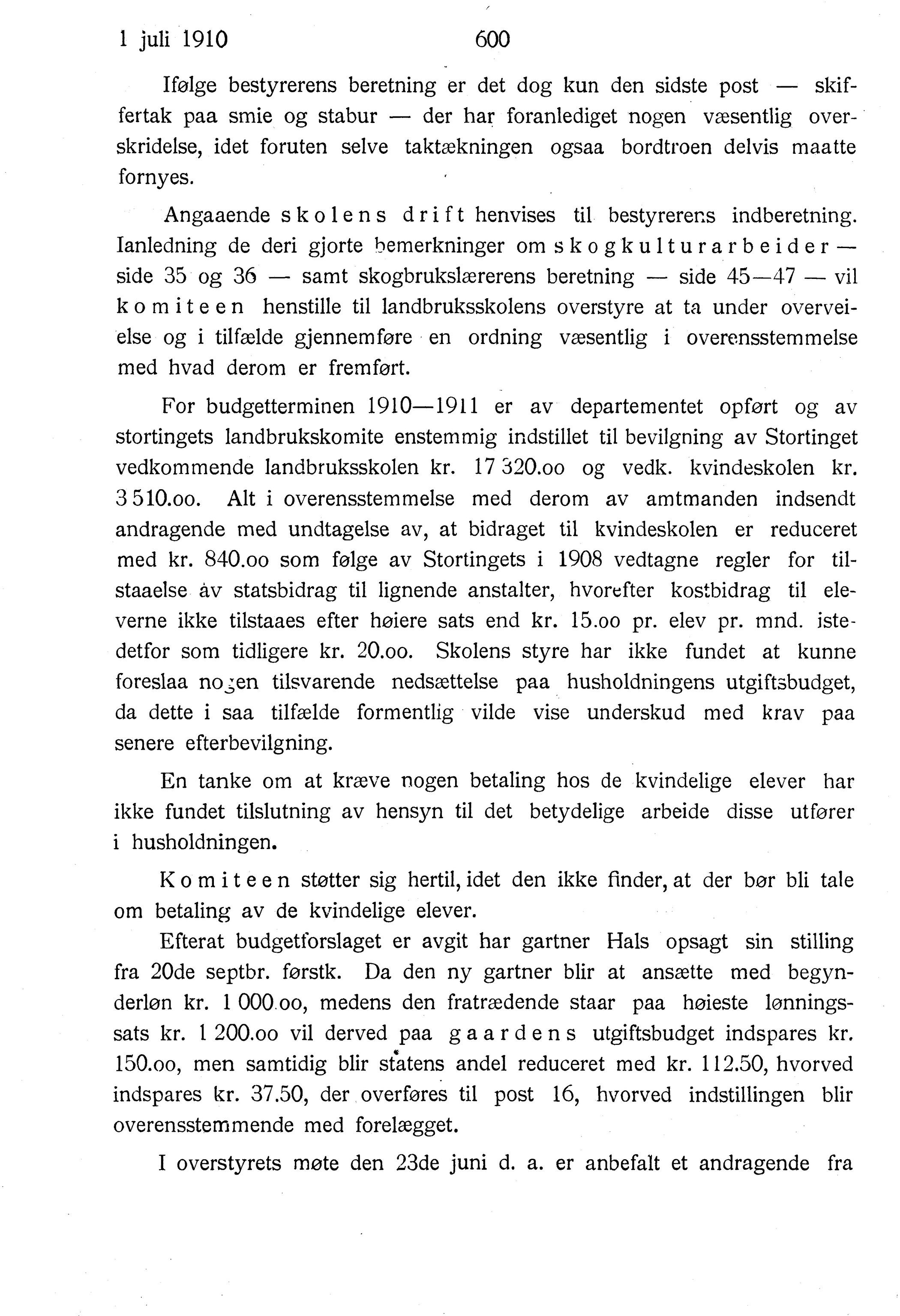 Nordland Fylkeskommune. Fylkestinget, AIN/NFK-17/176/A/Ac/L0033: Fylkestingsforhandlinger 1910, 1910