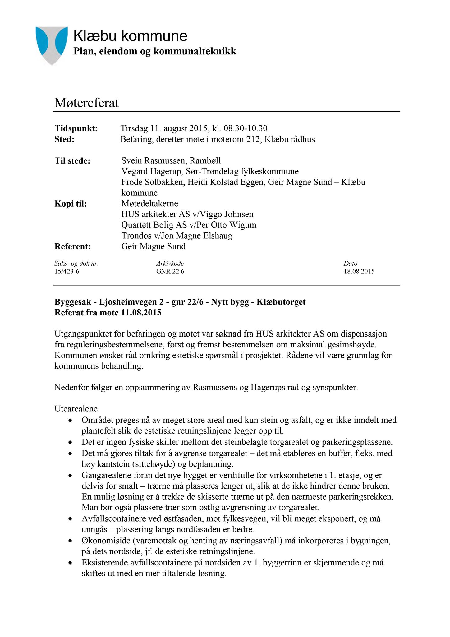 Klæbu Kommune, TRKO/KK/02-FS/L008: Formannsskapet - Møtedokumenter, 2015, s. 2692