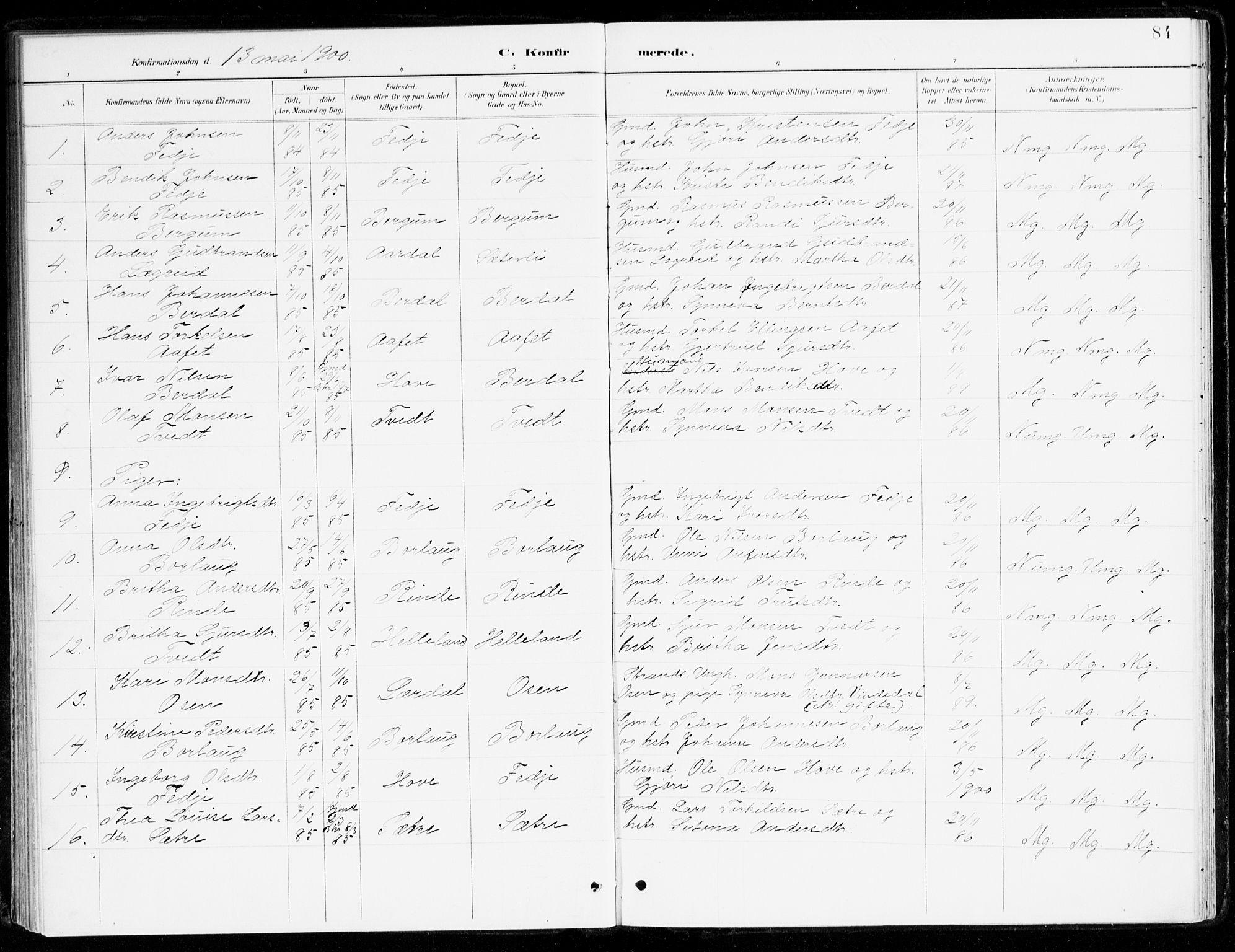 Leikanger sokneprestembete, AV/SAB-A-81001/H/Haa/Haad/L0001: Ministerialbok nr. D 1, 1887-1922, s. 84