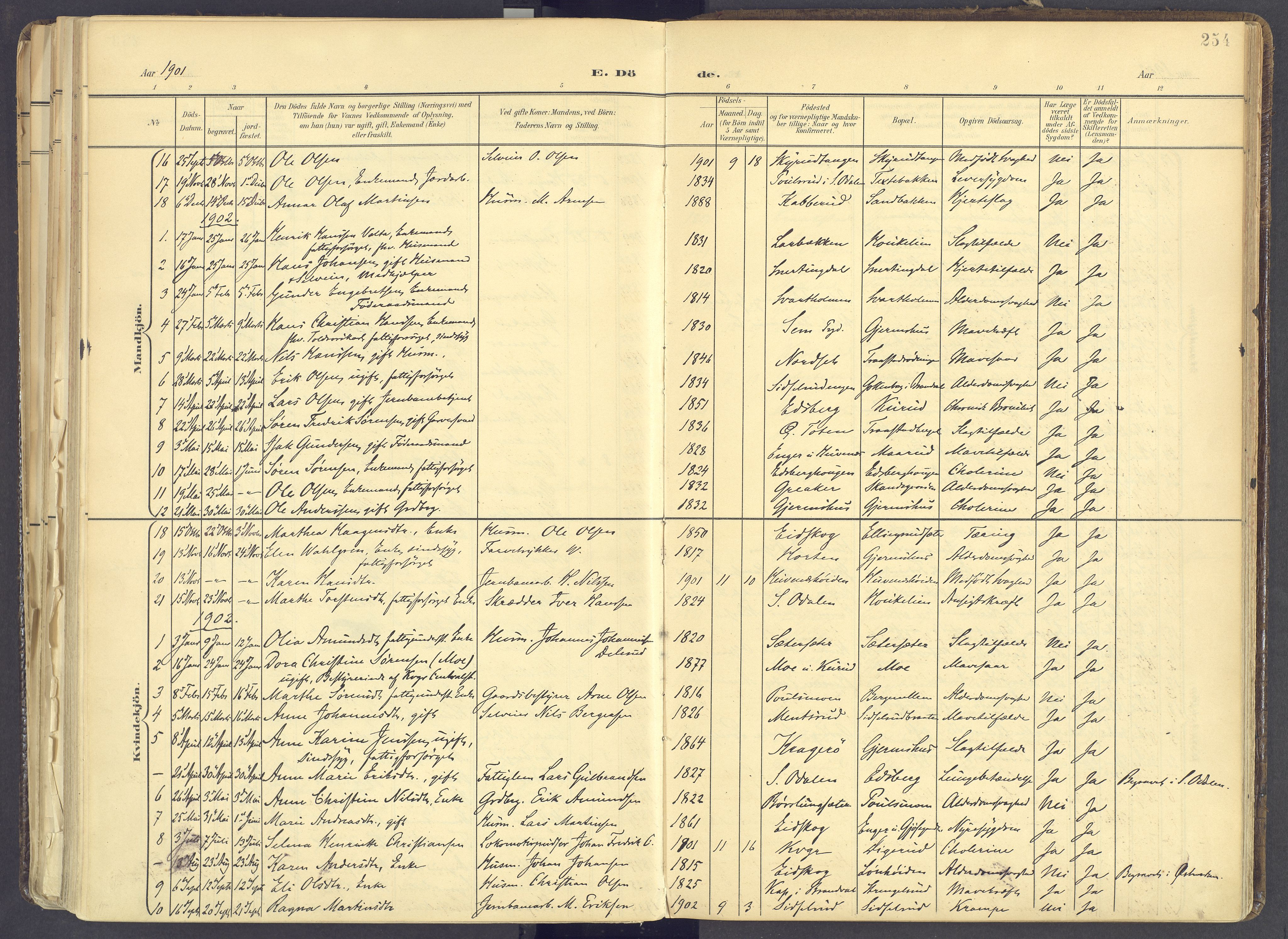 Vinger prestekontor, AV/SAH-PREST-024/H/Ha/Haa/L0017: Ministerialbok nr. 17, 1901-1927, s. 254