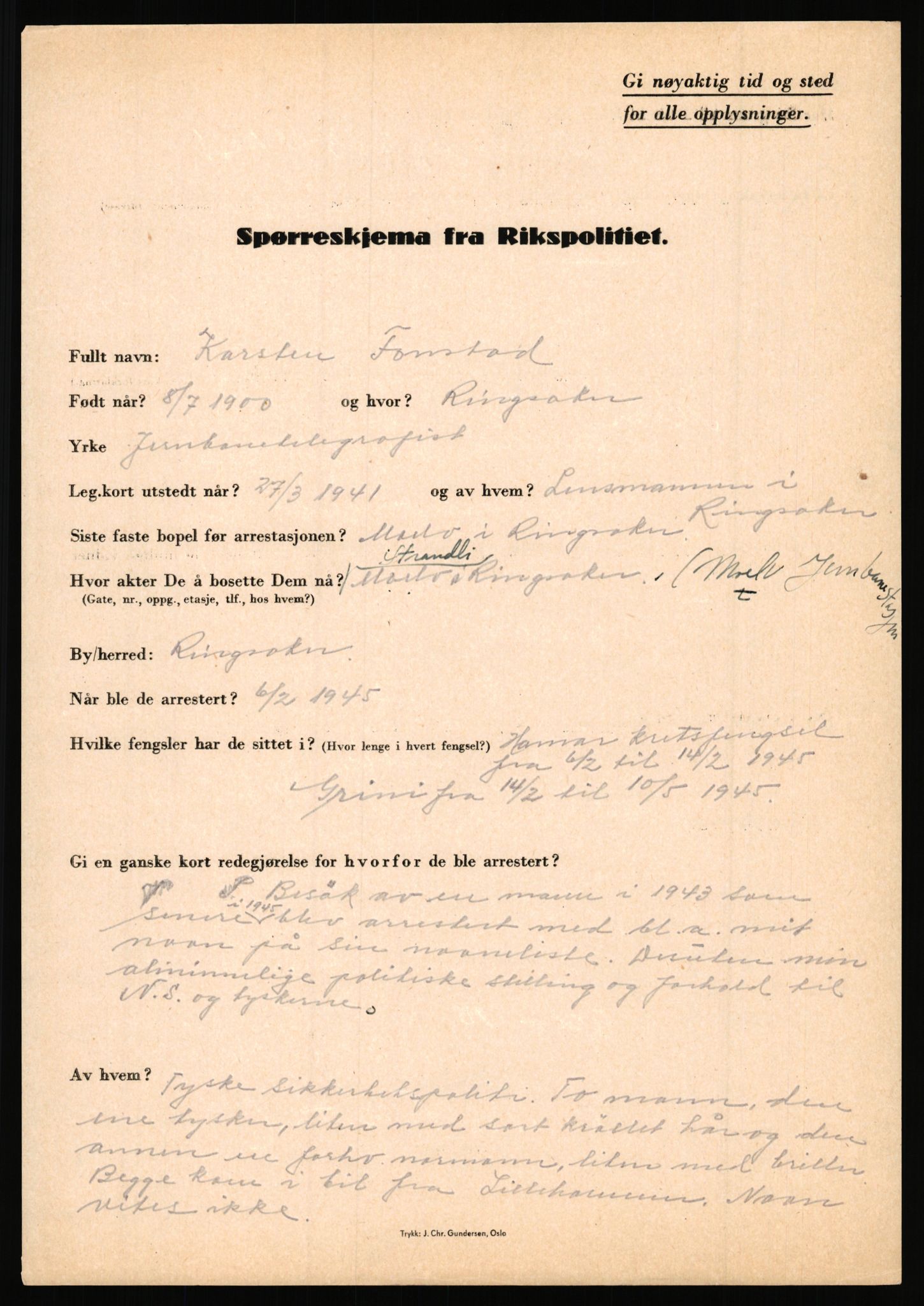 Rikspolitisjefen, AV/RA-S-1560/L/L0004: Eriksen, Alf - Geving, Øivind, 1940-1945, s. 641
