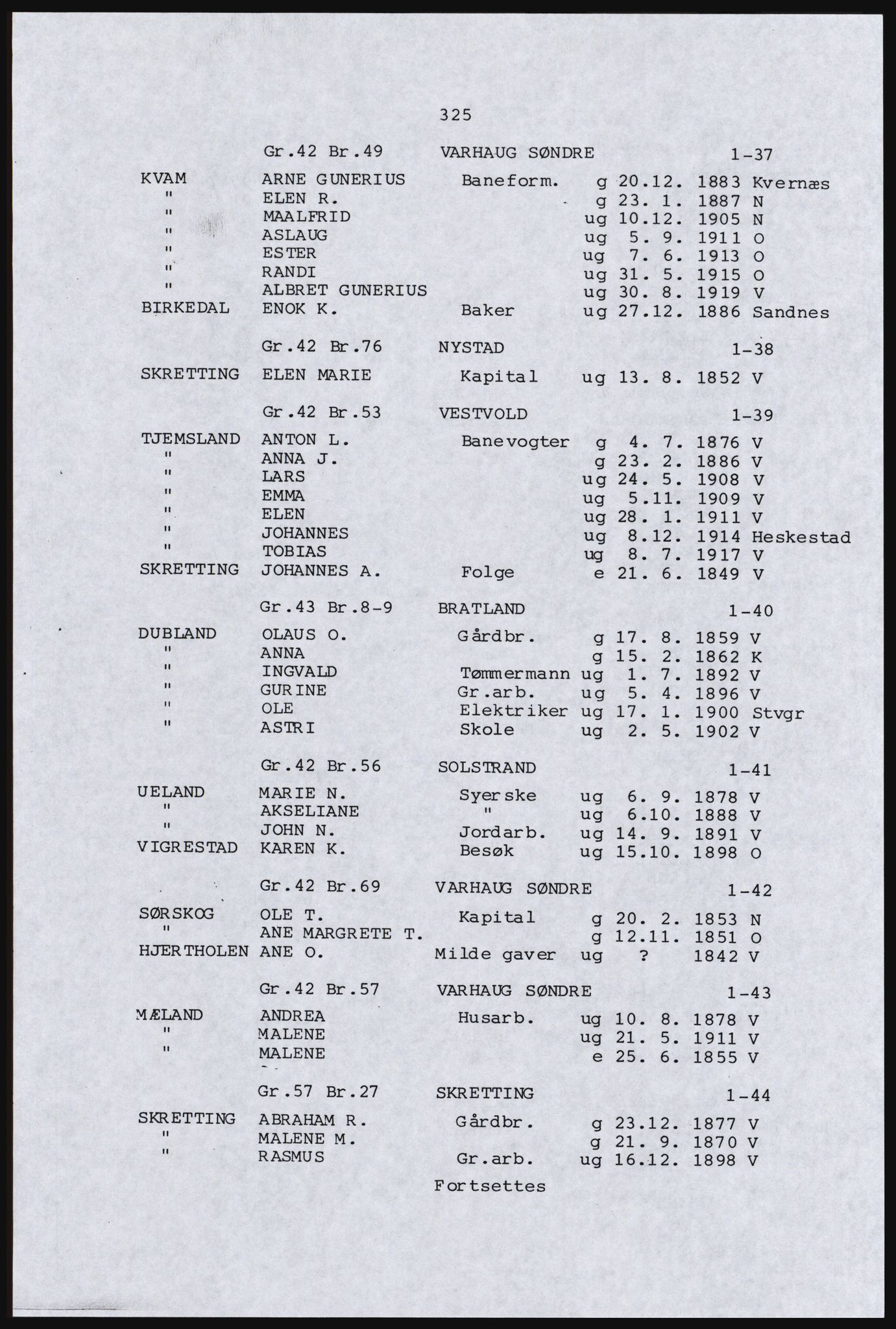 SAST, Avskrift av folketellingen 1920 for en del av Jæren, 1920, s. 339