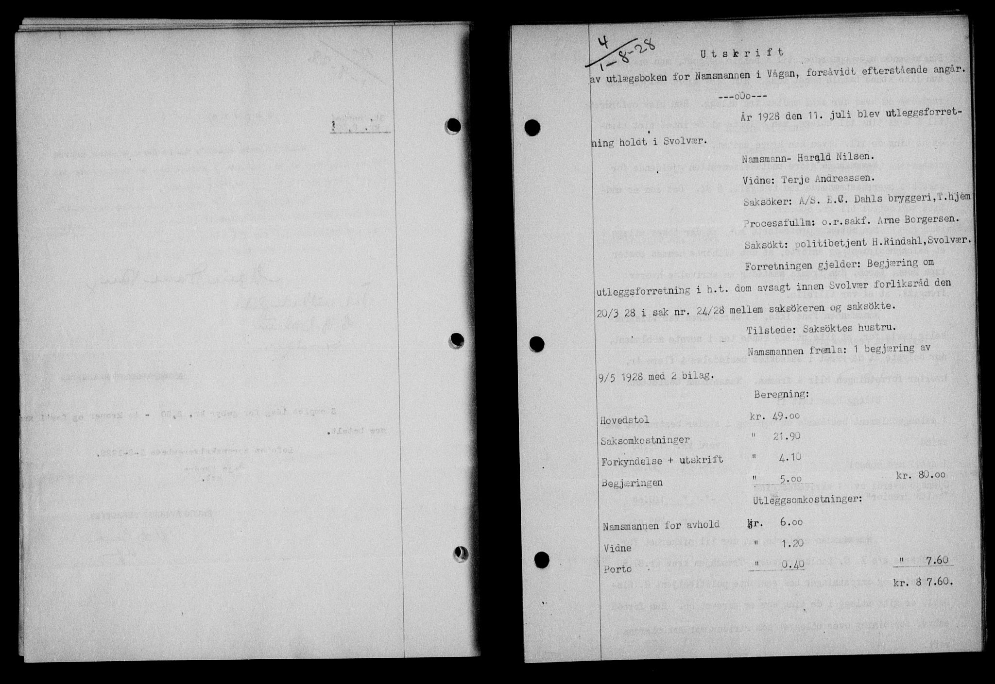 Lofoten sorenskriveri, AV/SAT-A-0017/1/2/2C/L0018b: Pantebok nr. 18b, 1928-1928, Tingl.dato: 01.08.1928