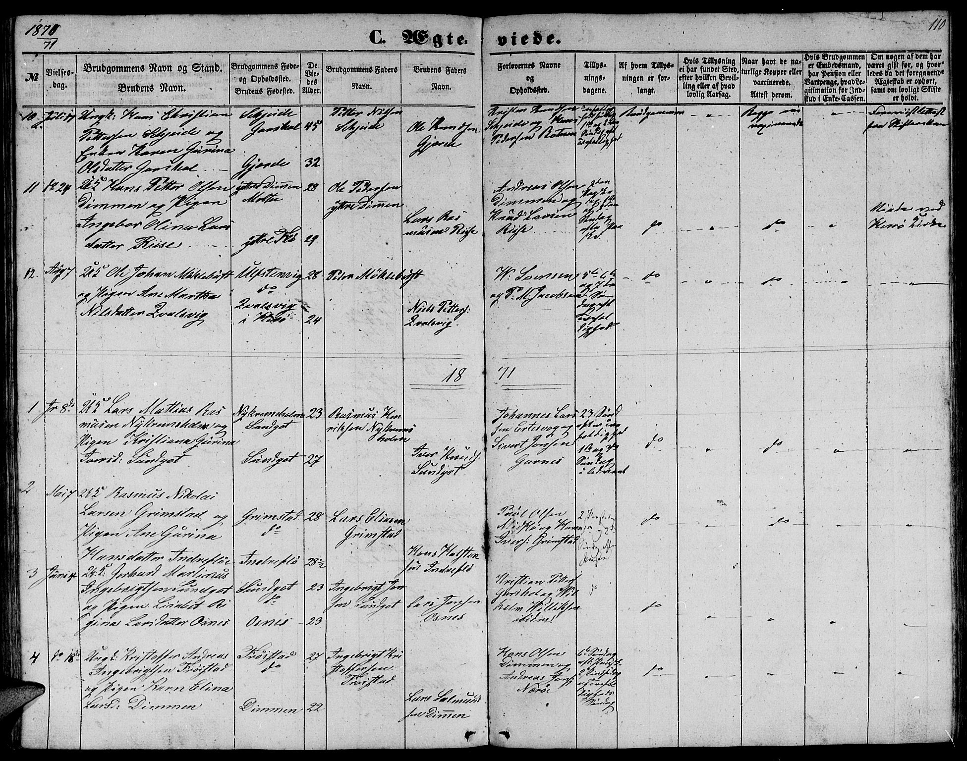 Ministerialprotokoller, klokkerbøker og fødselsregistre - Møre og Romsdal, SAT/A-1454/509/L0111: Klokkerbok nr. 509C01, 1854-1882, s. 110