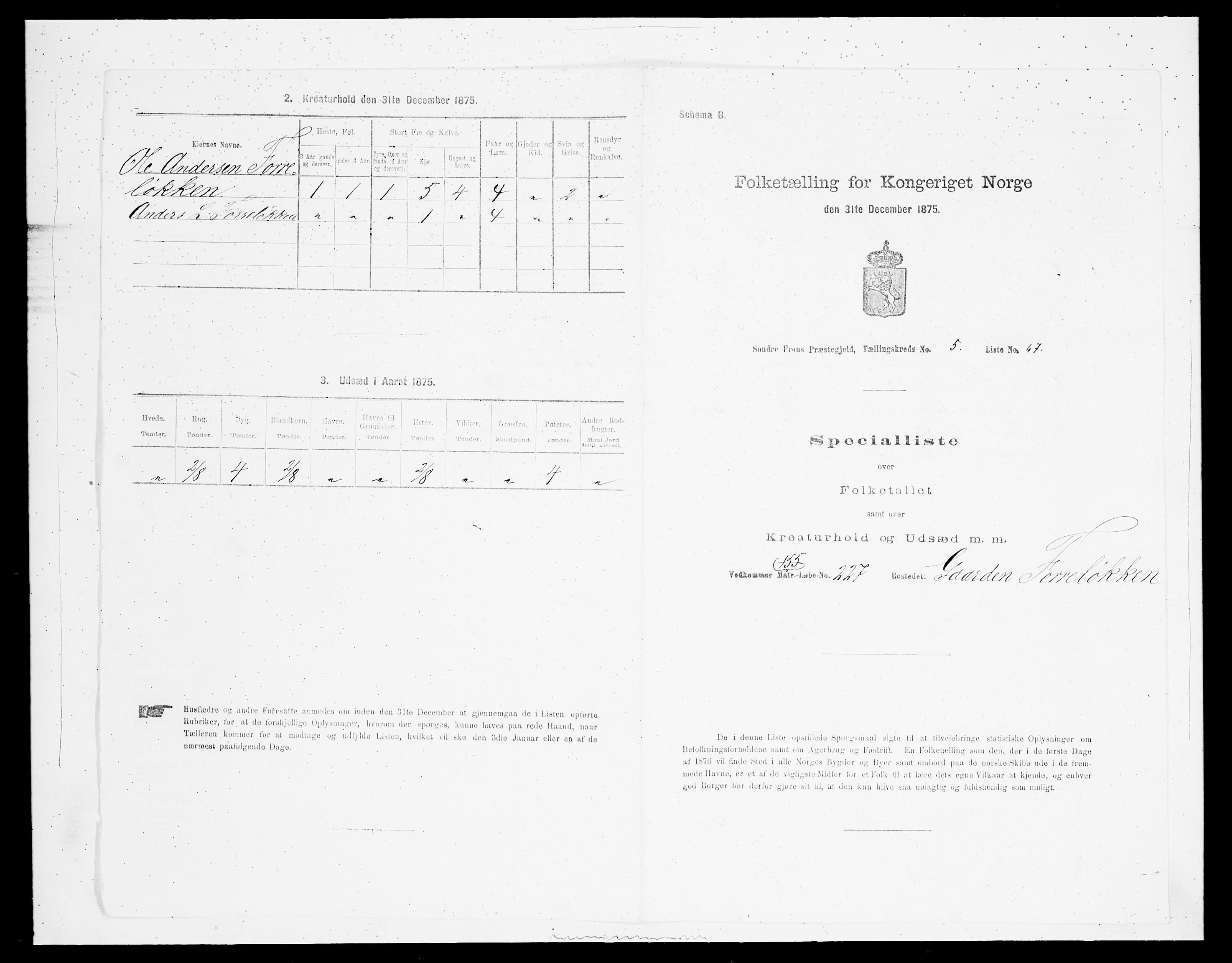 SAH, Folketelling 1875 for 0519P Sør-Fron prestegjeld, 1875, s. 835