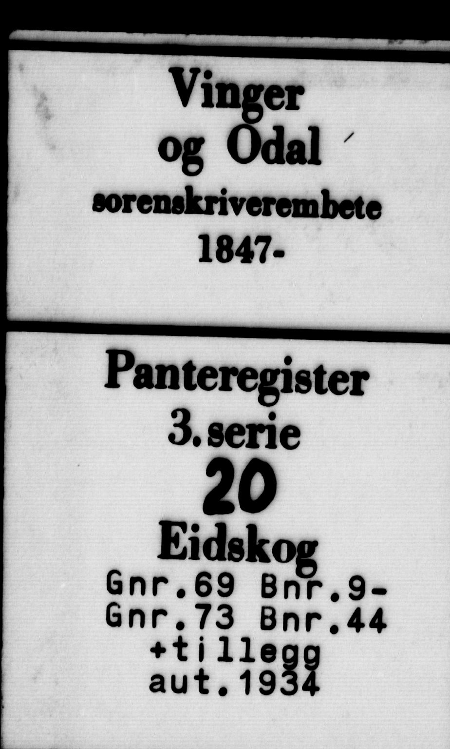 Vinger og Odal sorenskriveri, SAH/TING-022/H/Ha/Hac/Hacd/L0020: Panteregister nr. 3.20, 1934