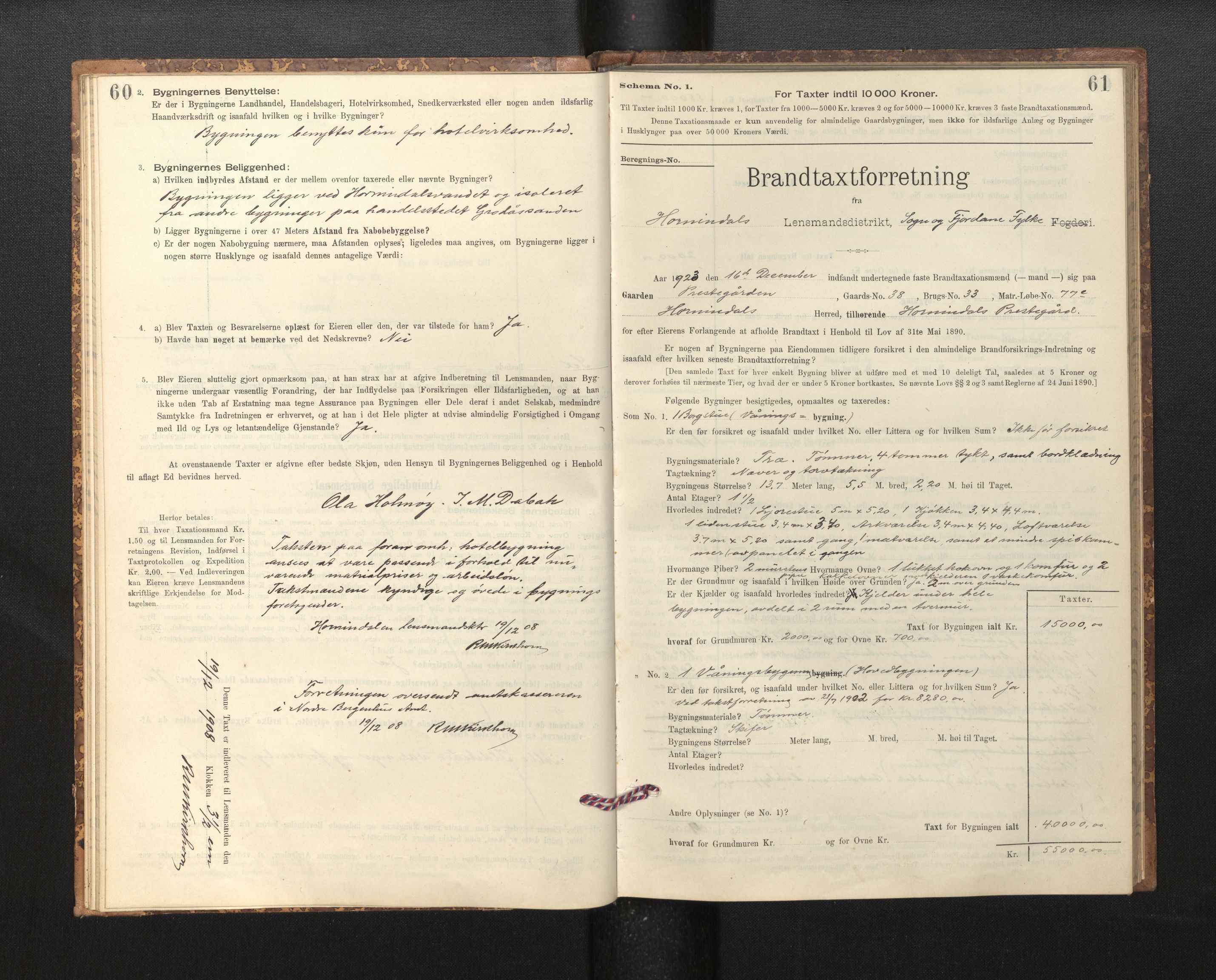 Lensmannen i Hornindal, AV/SAB-A-28201/0012/L0001: Branntakstprotokoll, skjematakst, 1895-1951, s. 60-61