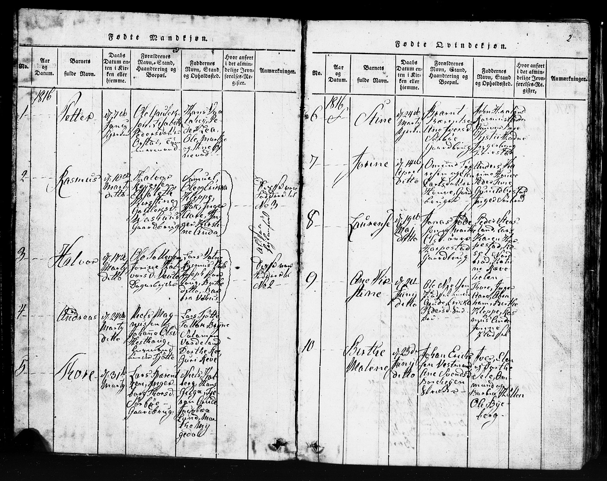 Klepp sokneprestkontor, SAST/A-101803/001/3/30BB/L0001: Klokkerbok nr.  B 1, 1816-1859, s. 2