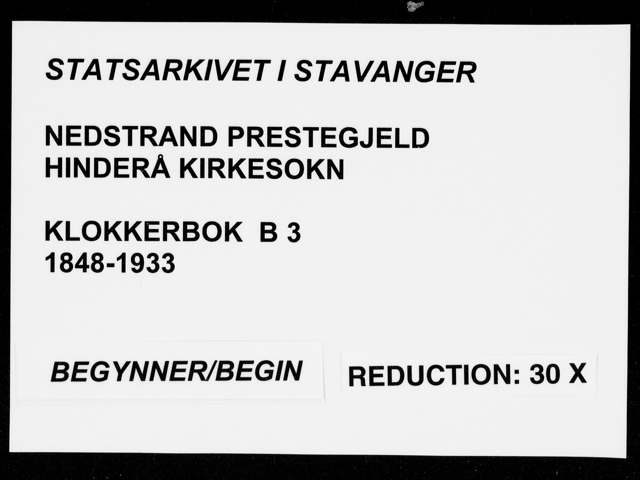 Nedstrand sokneprestkontor, AV/SAST-A-101841/01/V: Klokkerbok nr. B 3, 1848-1933