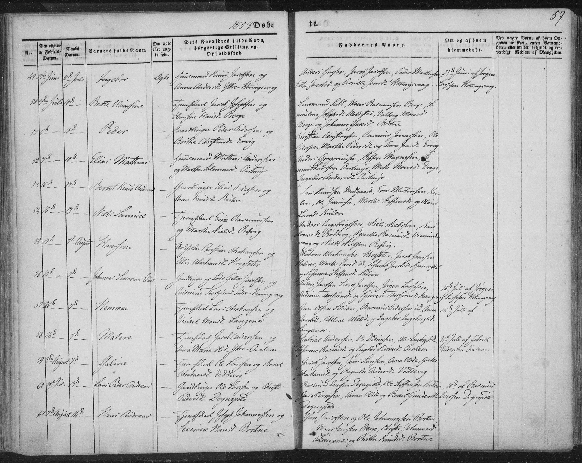 Selje sokneprestembete, AV/SAB-A-99938/H/Ha/Haa/Haaa: Ministerialbok nr. A 10, 1844-1858, s. 57