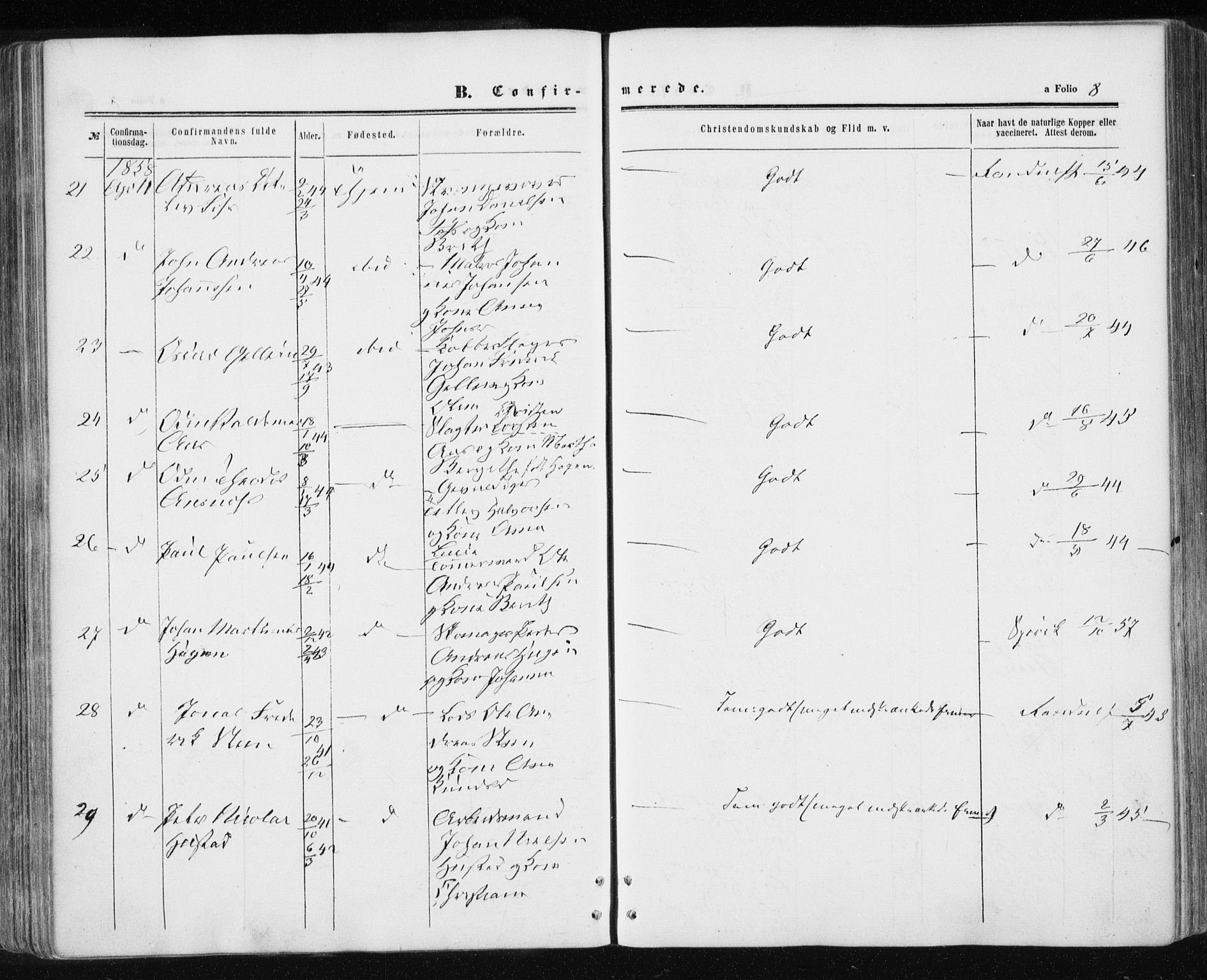 Ministerialprotokoller, klokkerbøker og fødselsregistre - Sør-Trøndelag, SAT/A-1456/601/L0053: Ministerialbok nr. 601A21, 1857-1865, s. 8